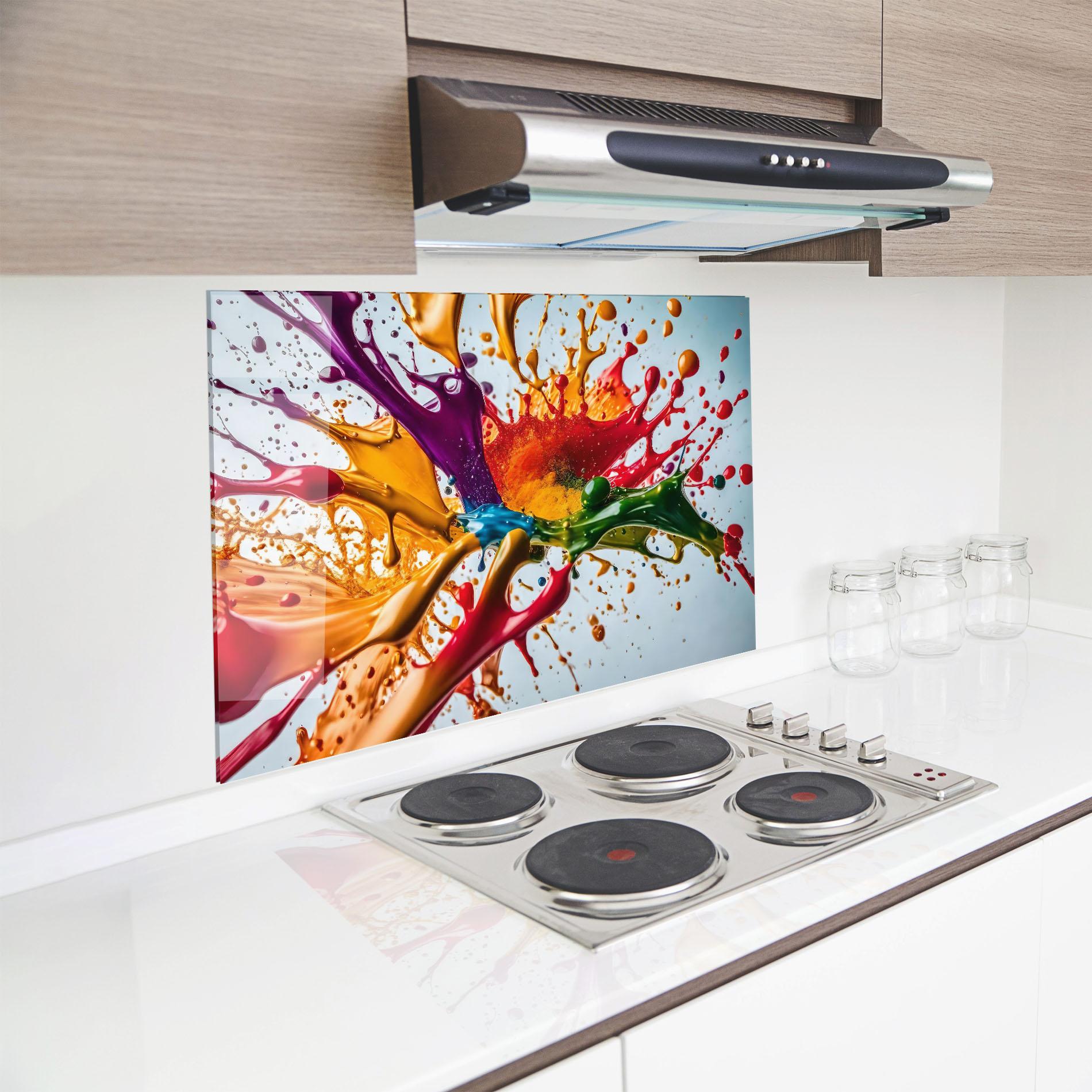 Küchenrückwand Glas Colorful Yellow Rainbow mockup 8