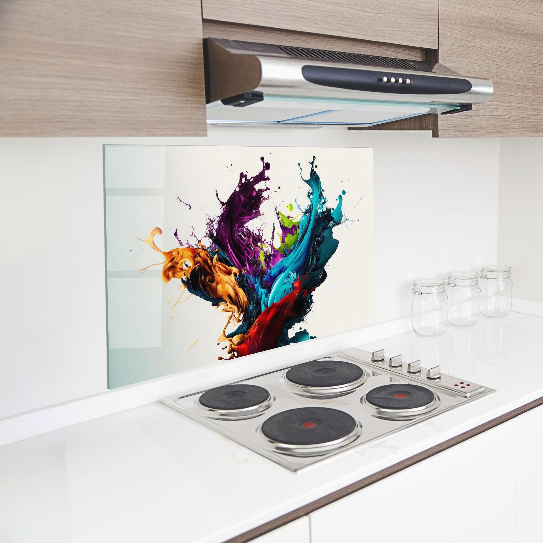 Küchenrückwand Glas Dark Purple Splash mockup 8
