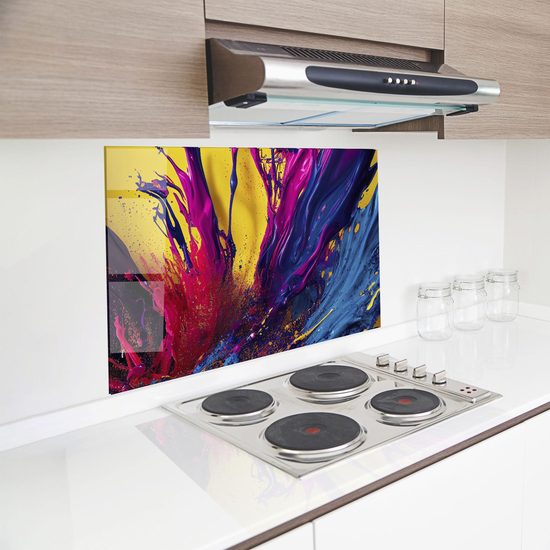 Küchenrückwand Glas Purple And Blue Splash mockup 8