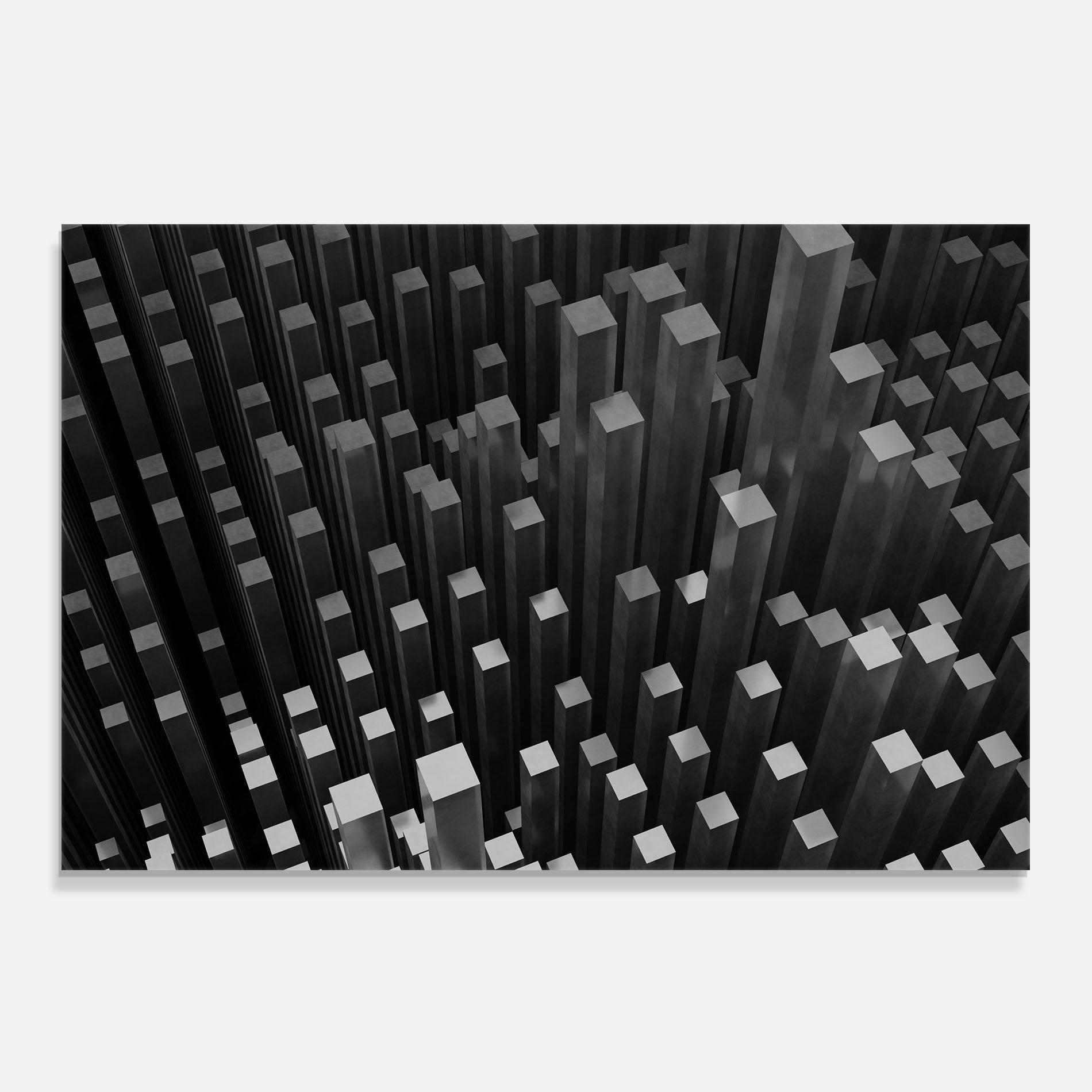 Küchenrückwand Glas Black Block Pattern mockup 0