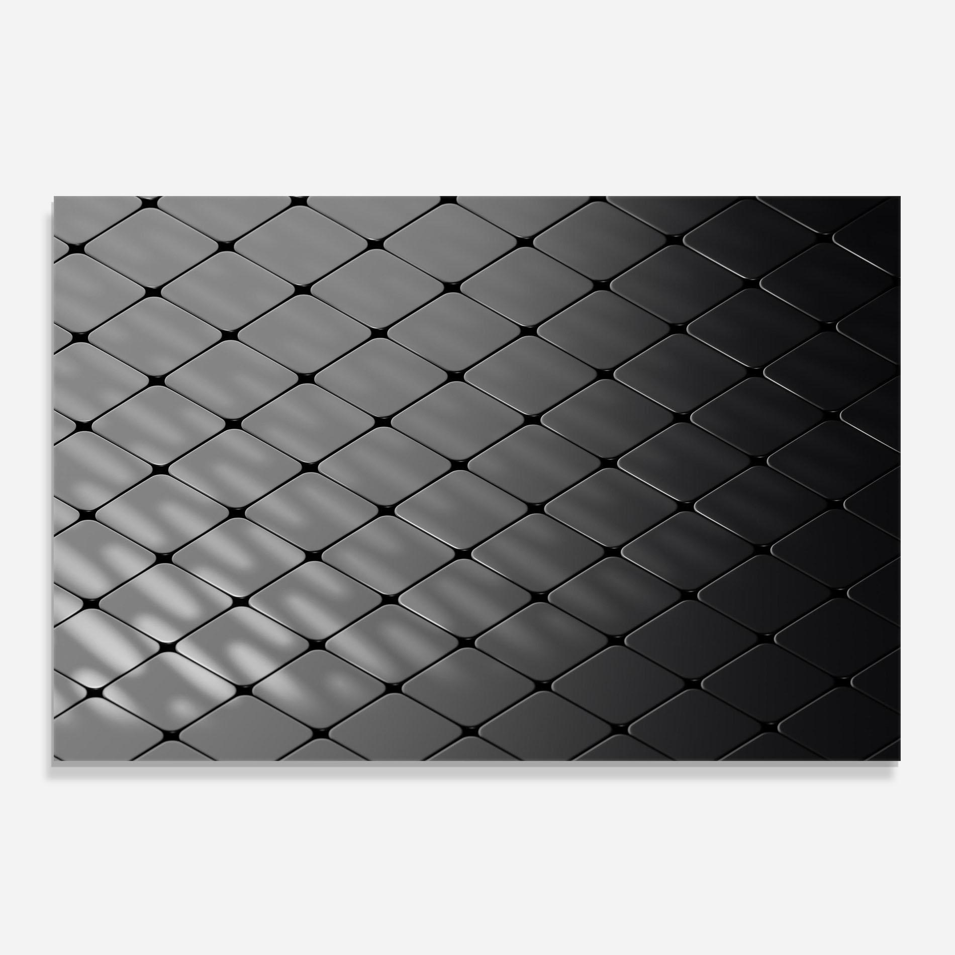Küchenrückwand Glas Black Square Shapes mockup 0