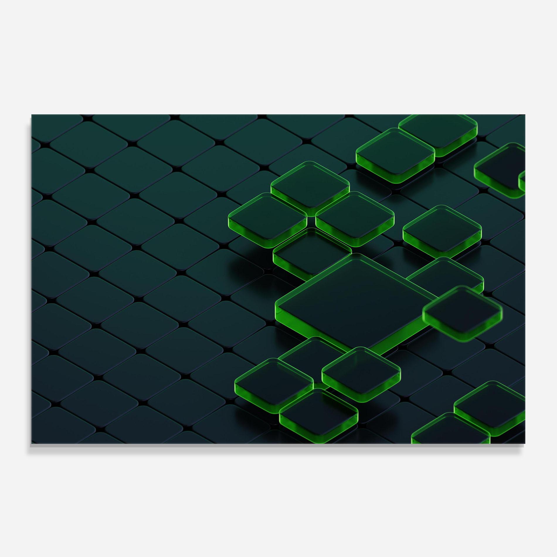 Küchenrückwand Glas Green Square Floating mockup 0
