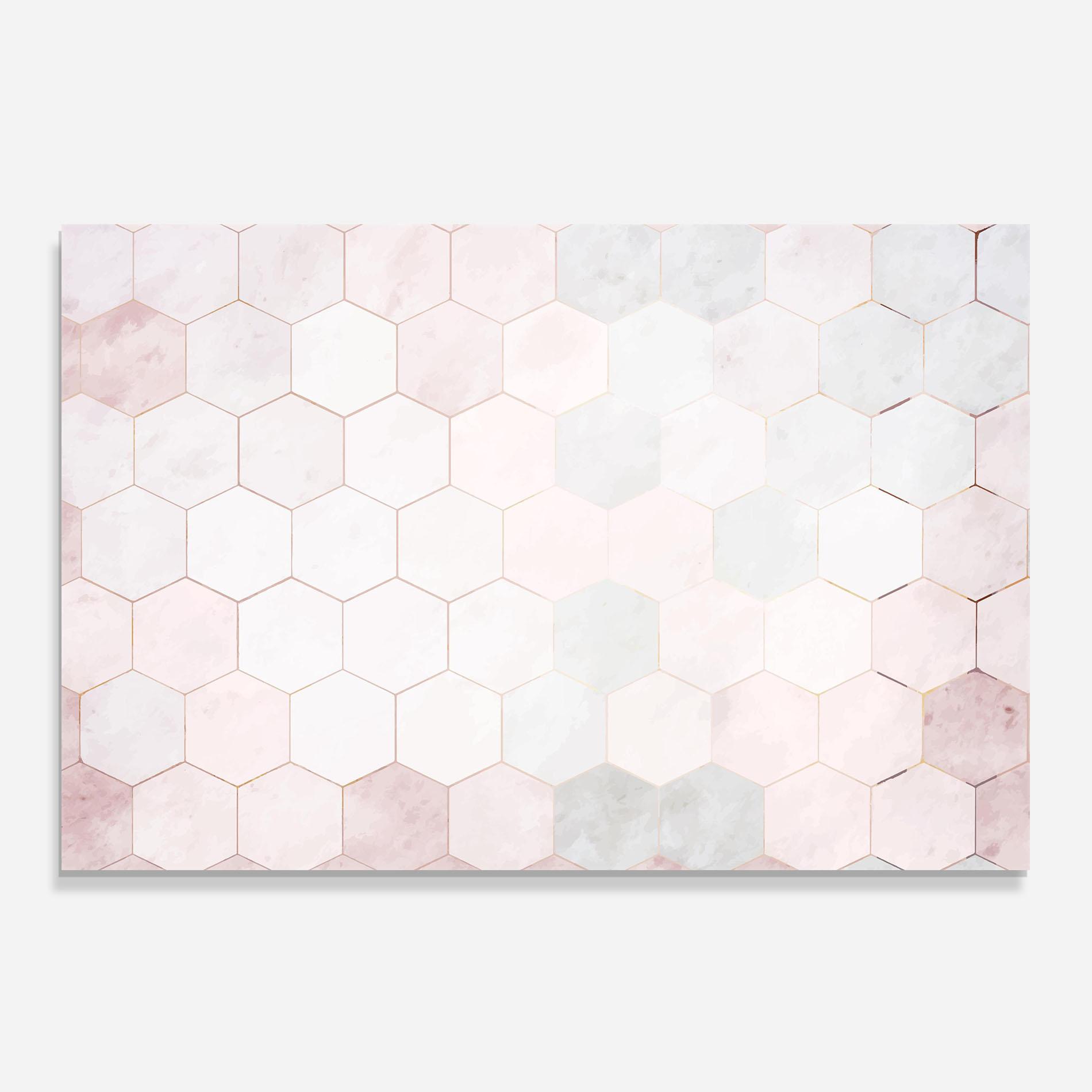 Küchenrückwand Glas Hexagon Pink mockup 0