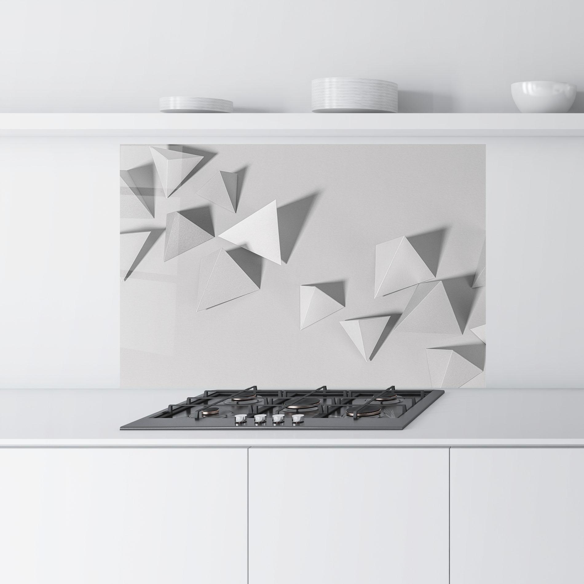Küchenrückwand Glas 3d White Triangle mockup 9