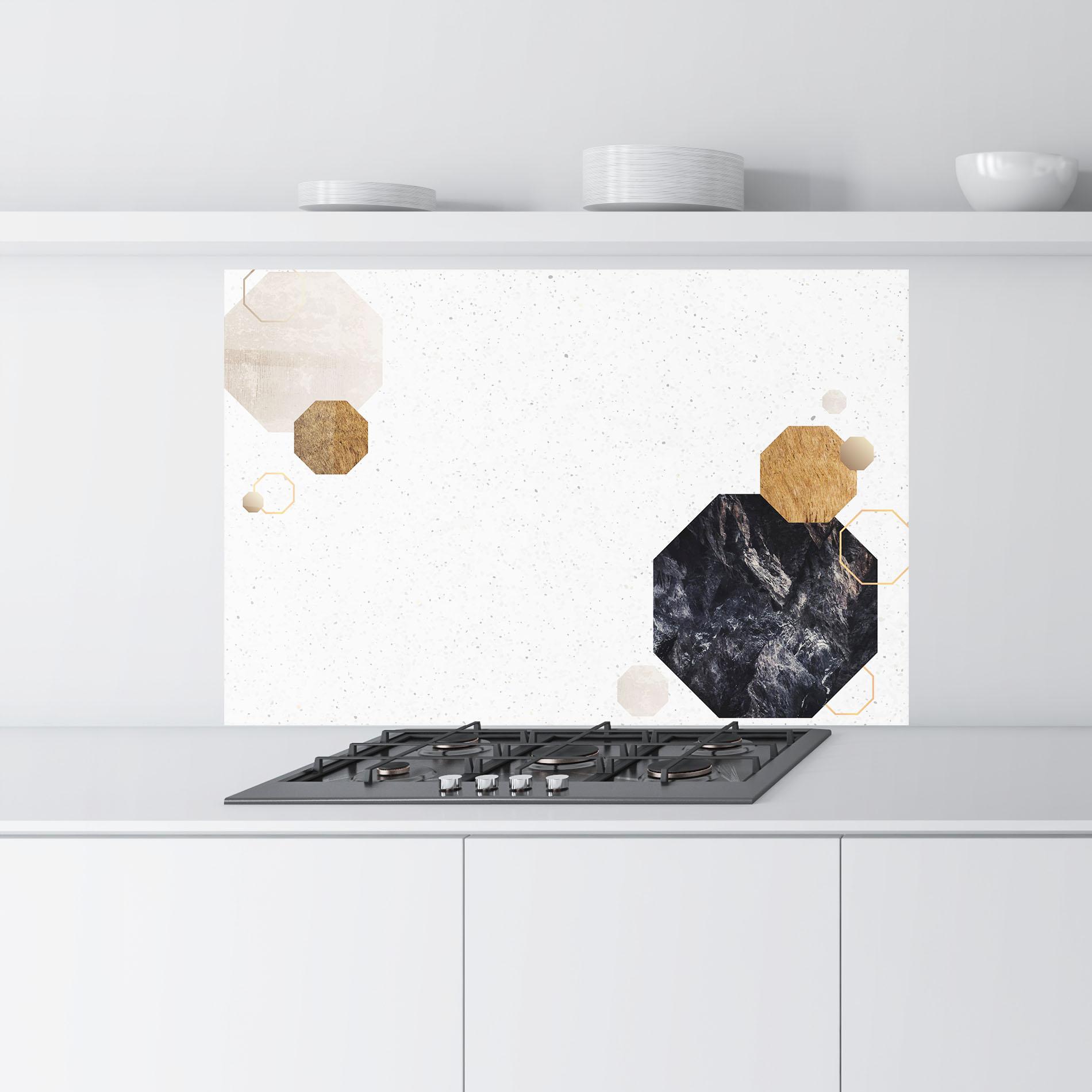 Küchenrückwand Glas Big Hexagon mockup 9