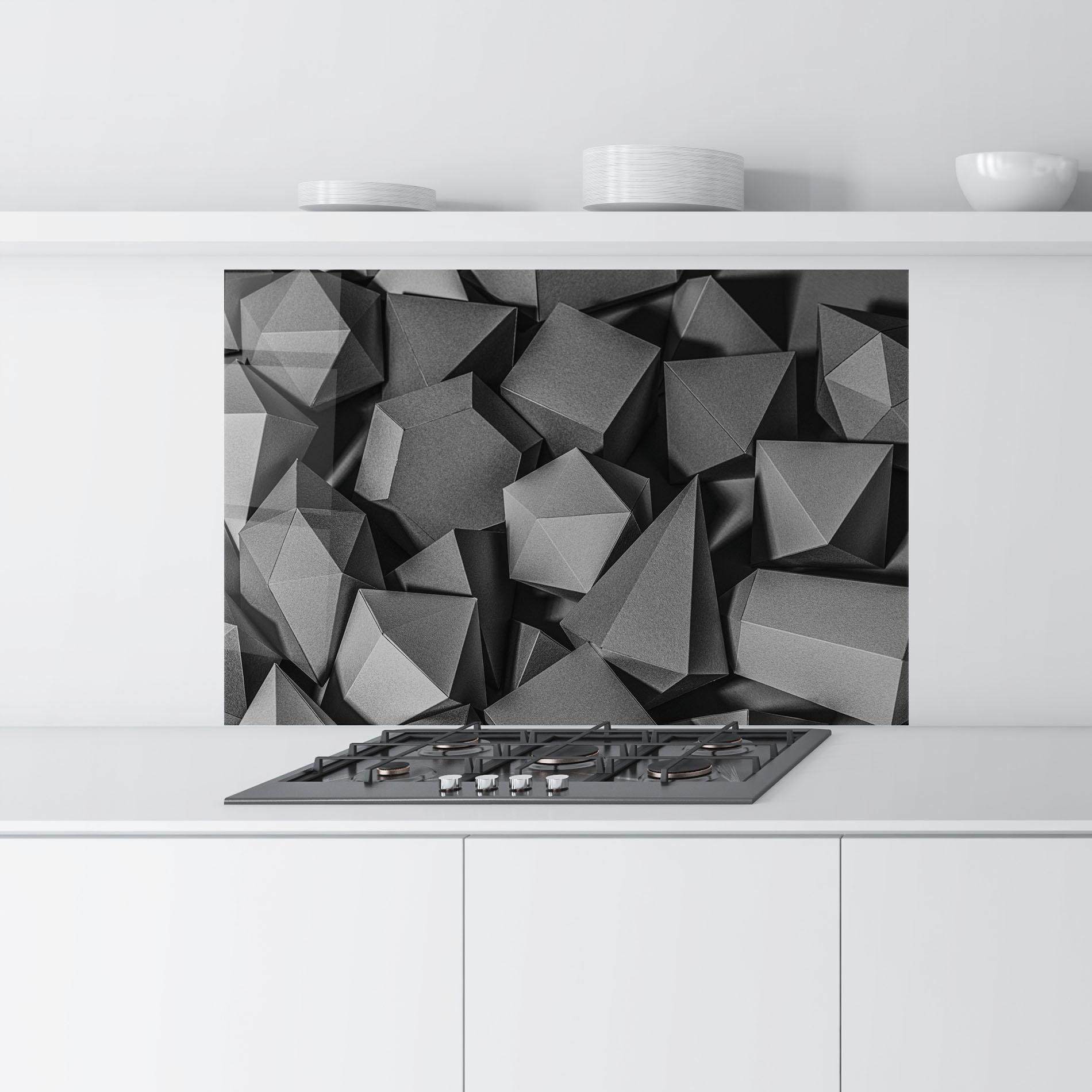 Küchenrückwand Glas Black Geometric Shapes mockup 9