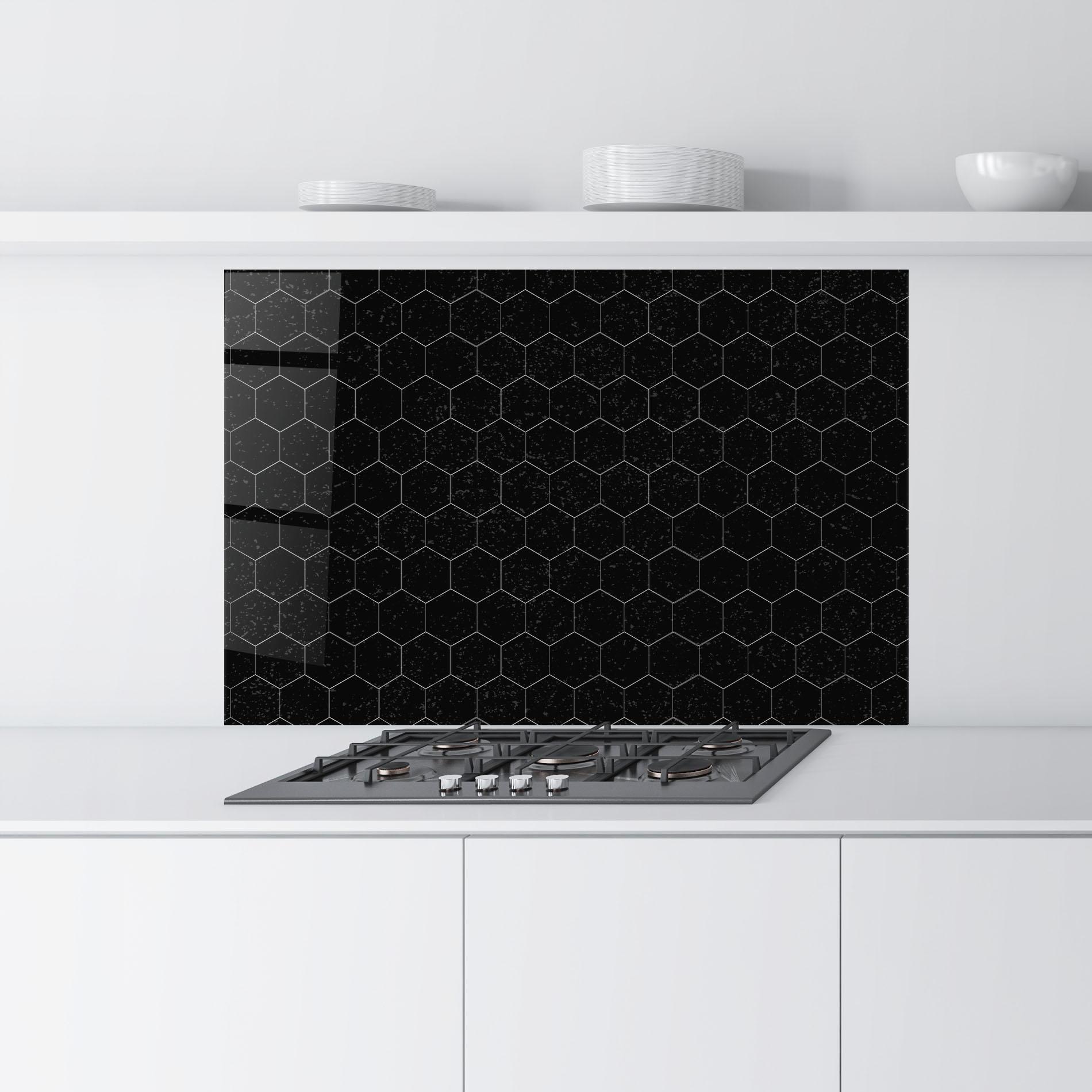 Küchenrückwand Glas Black Hexagon mockup 9