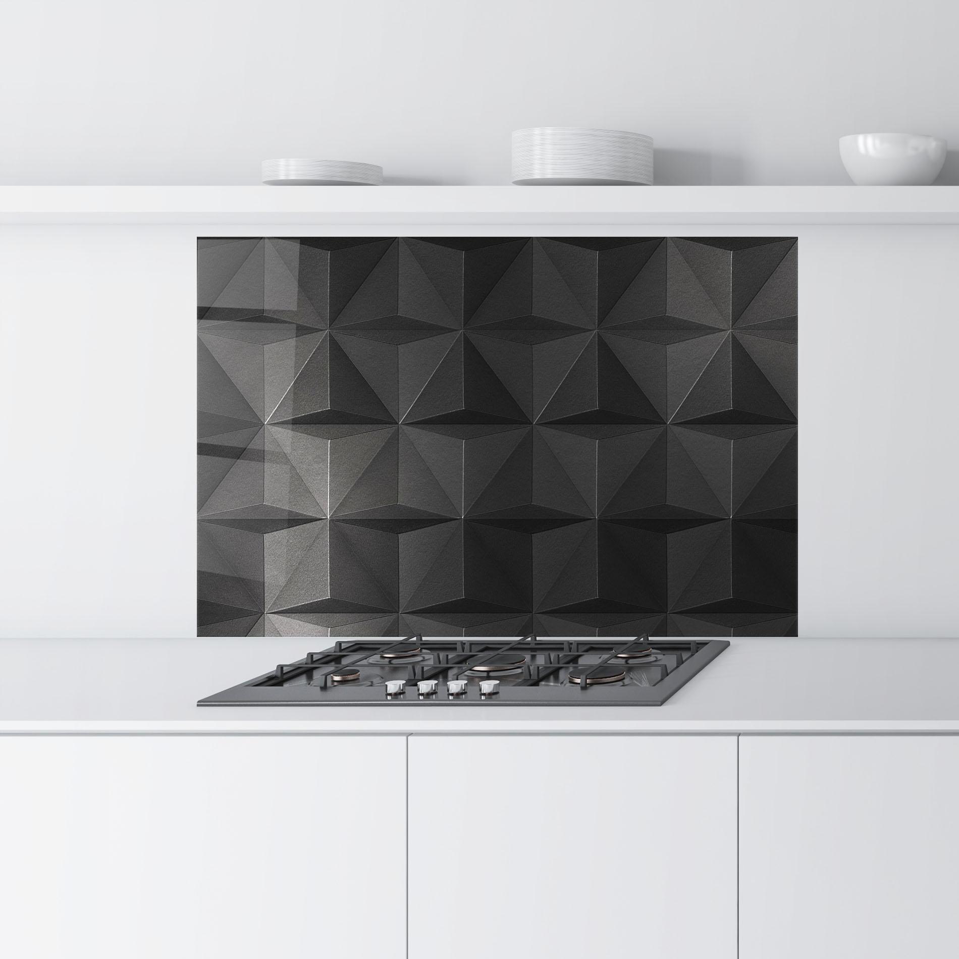 Küchenrückwand Glas Black Shade Triangle mockup 9