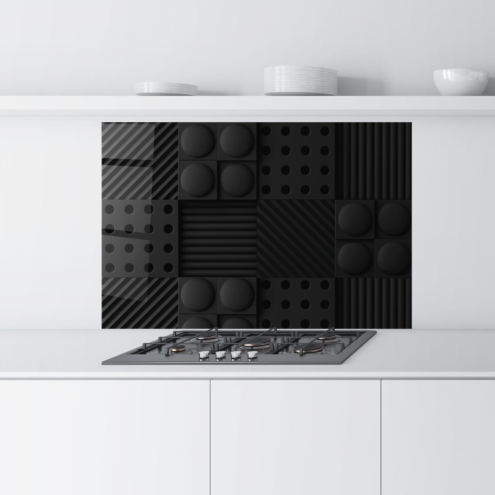 Küchenrückwand Glas Black Square Circle mockup 9