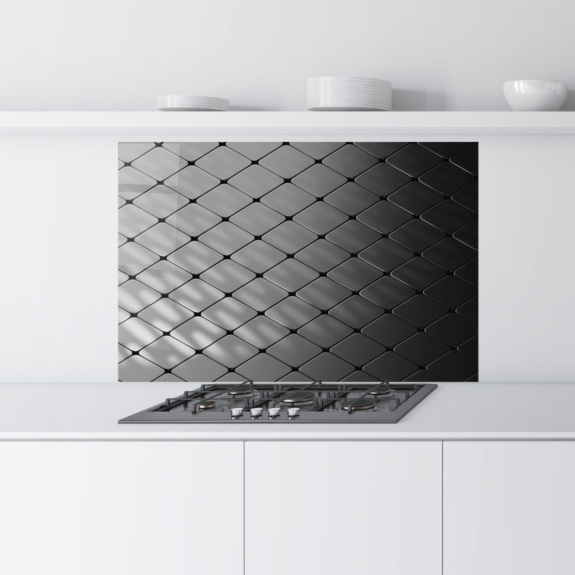 Küchenrückwand Glas Black Square Shapes mockup 9