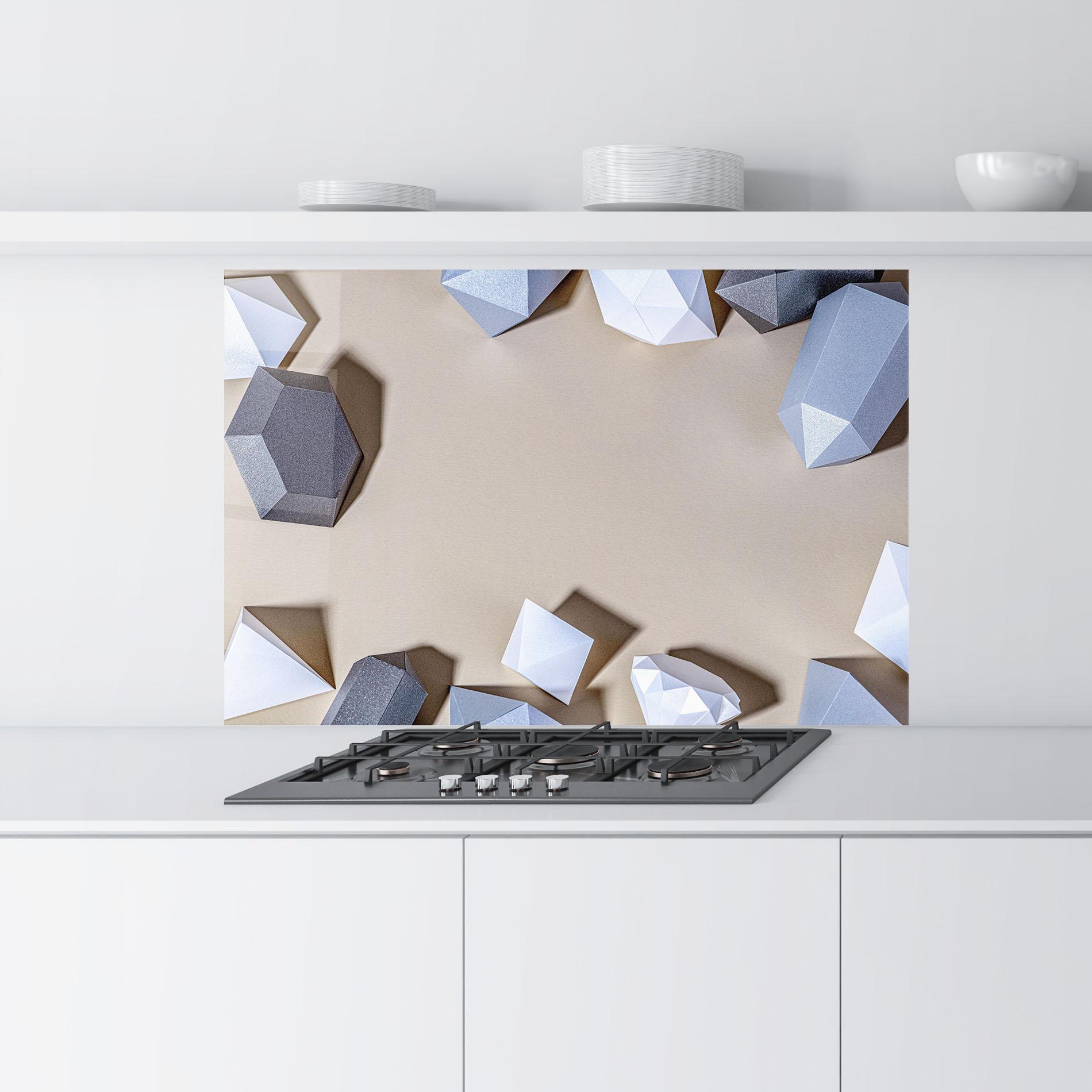 Küchenrückwand Glas Geometric 3d Shapes mockup 9