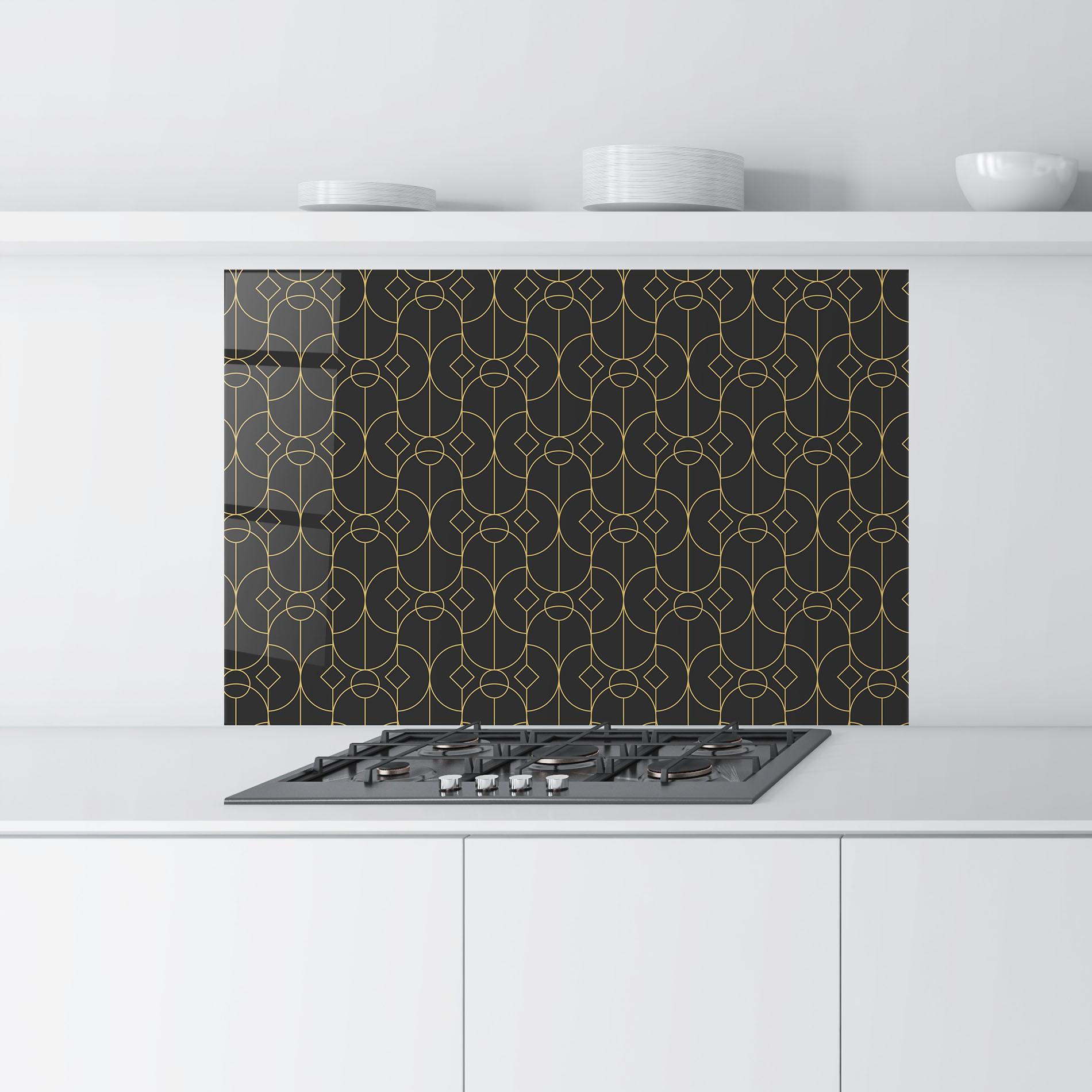 Küchenrückwand Glas Gold Geometric mockup 9
