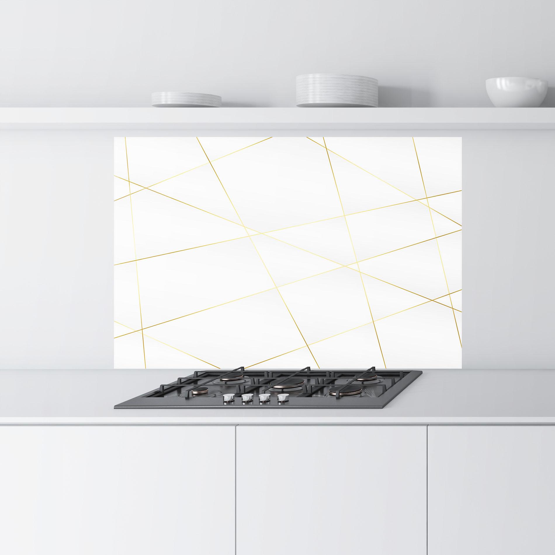 Küchenrückwand Glas Golden Line White mockup 9
