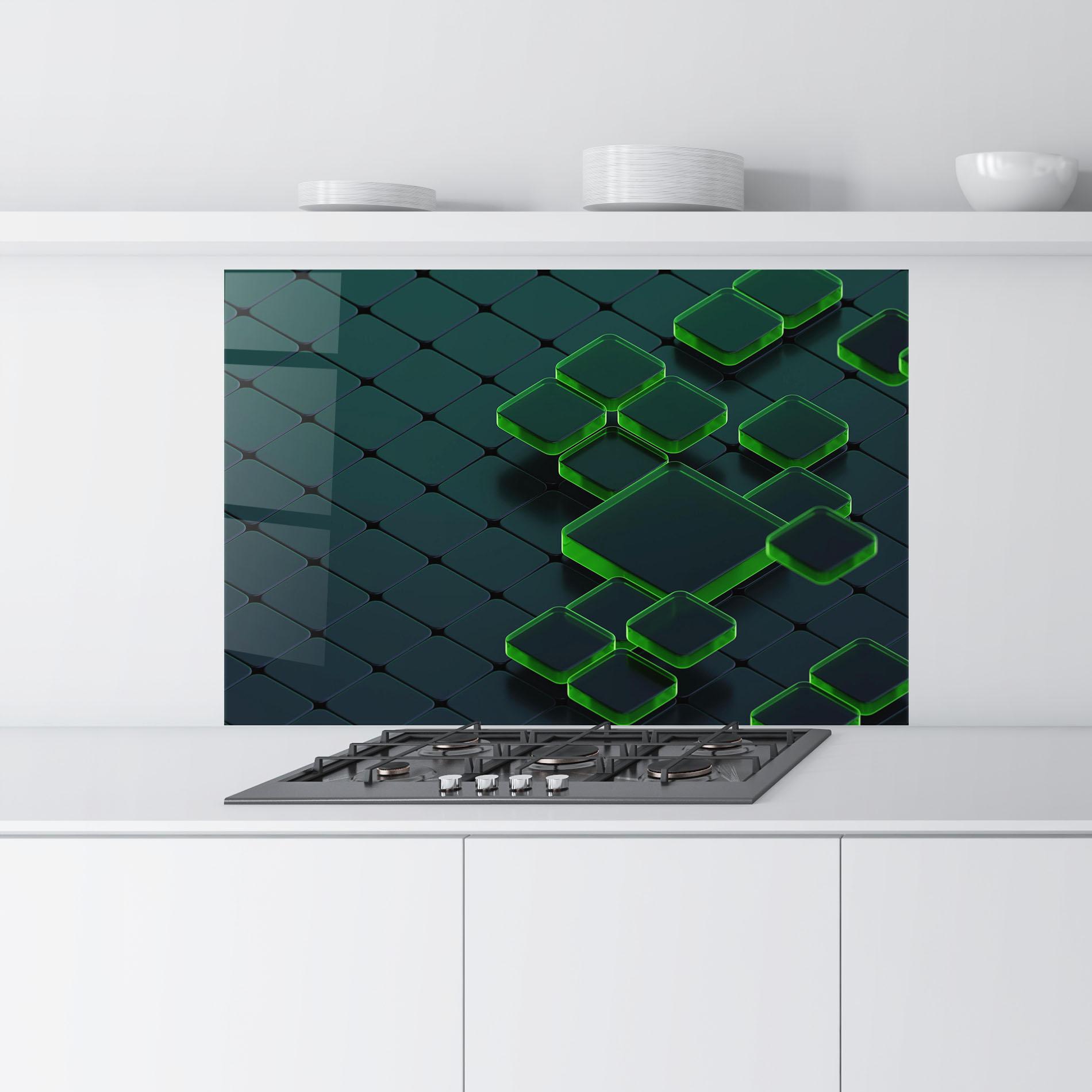 Küchenrückwand Glas Green Square Floating mockup 9