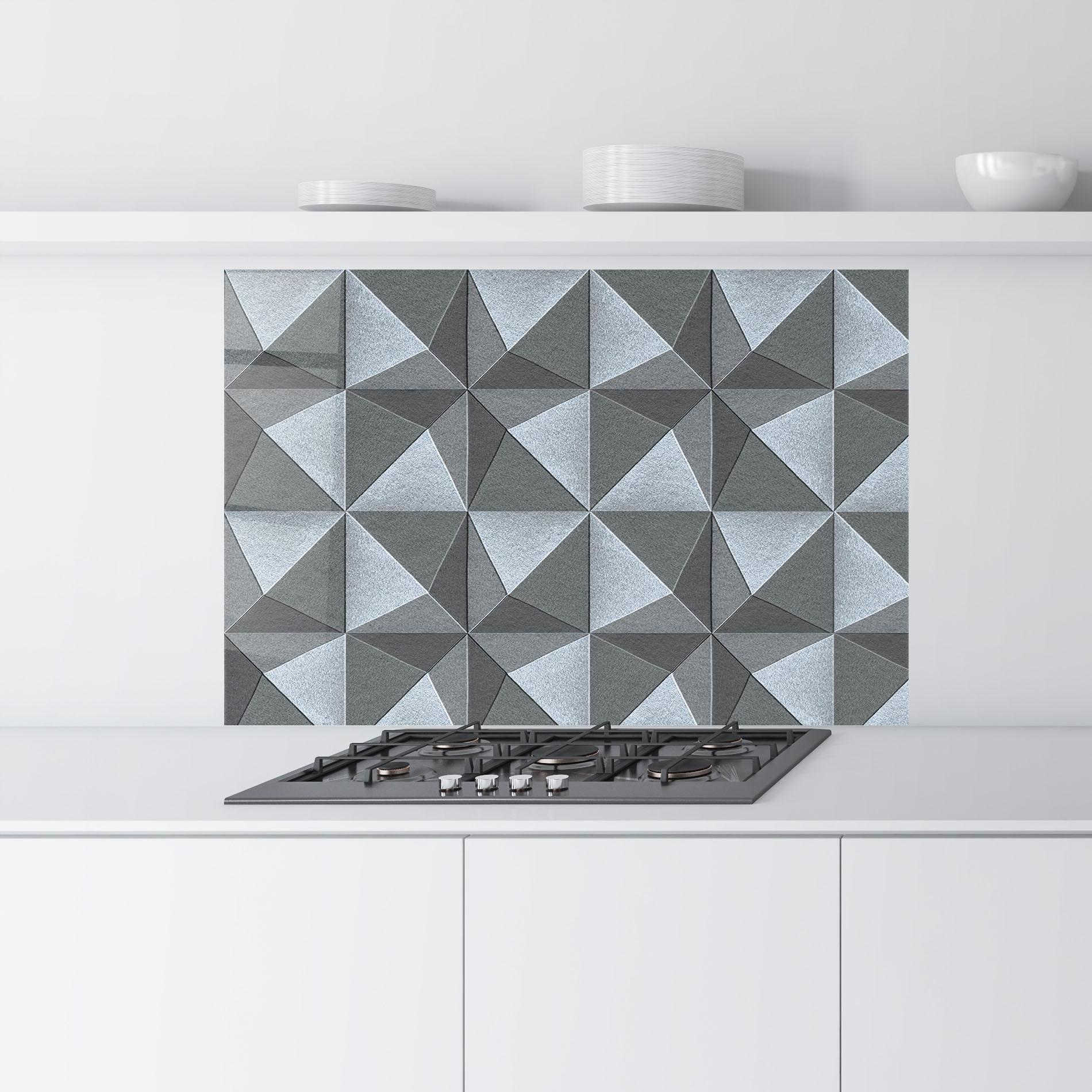 Küchenrückwand Glas Grey Triangle Square mockup 9