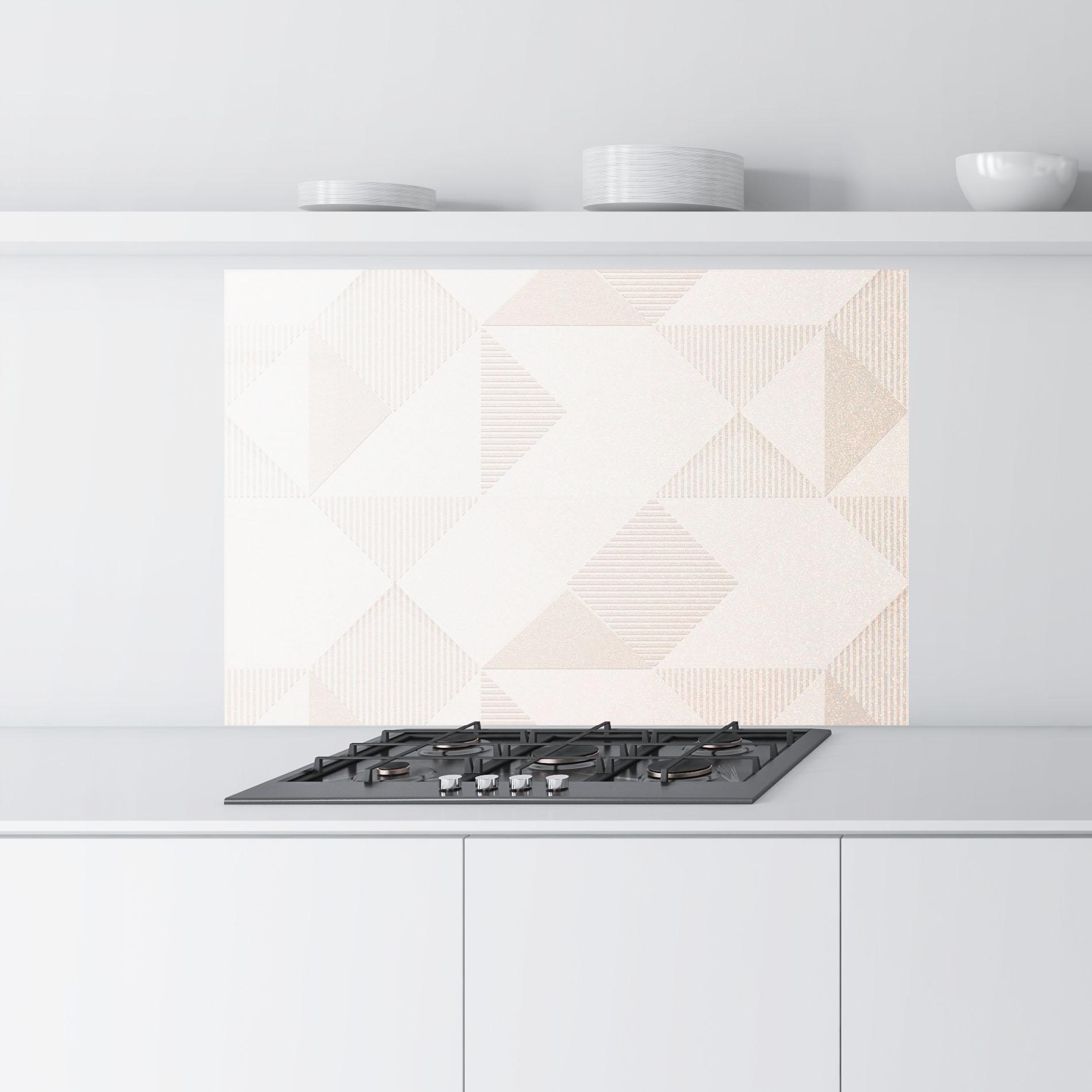 Küchenrückwand Glas Light Cream Rhombus mockup 9