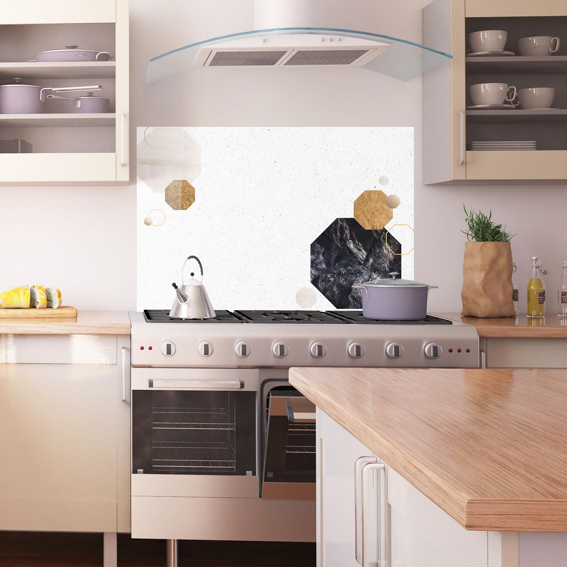 Küchenrückwand Glas Big Hexagon mockup 1
