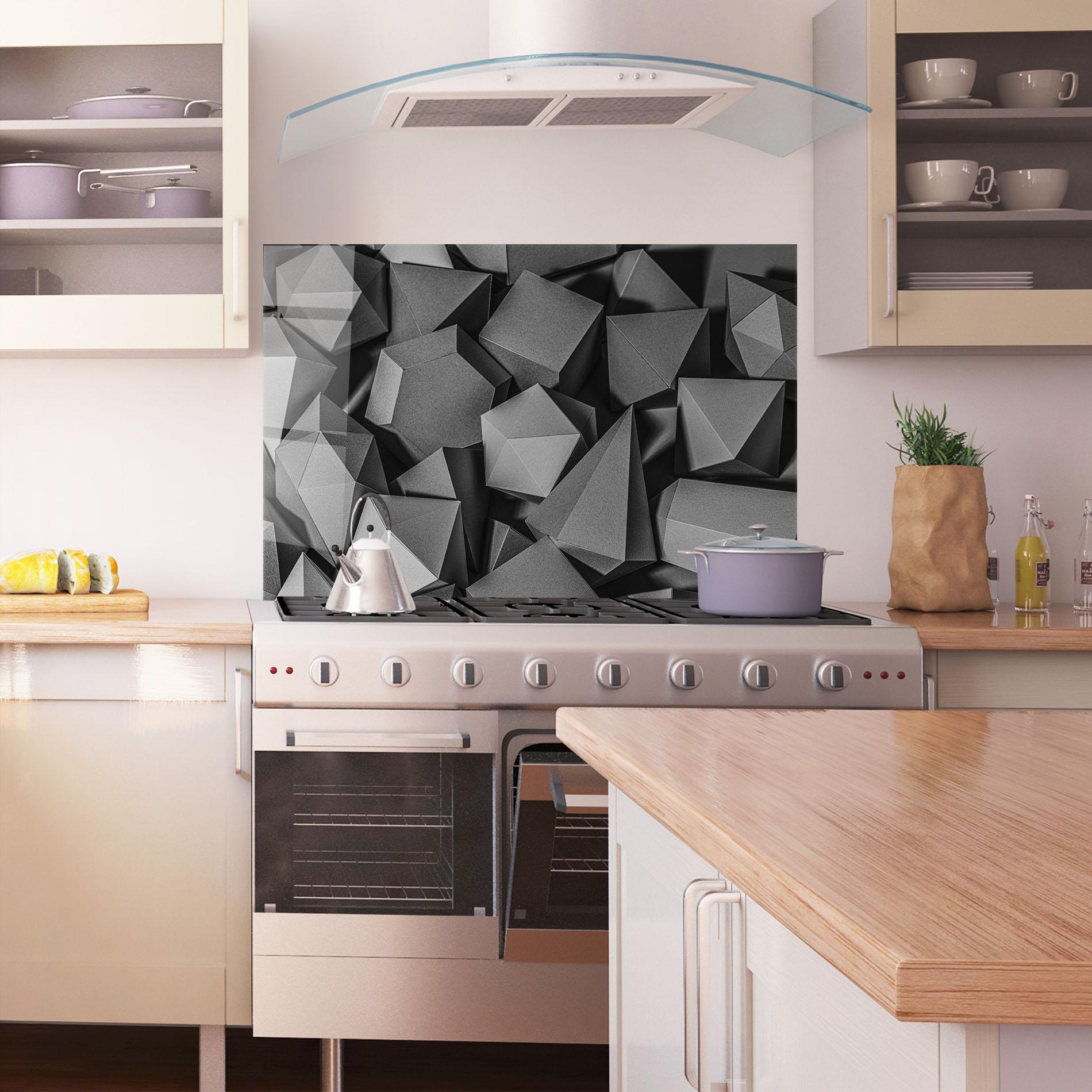 Küchenrückwand Glas Black Geometric Shapes mockup 1