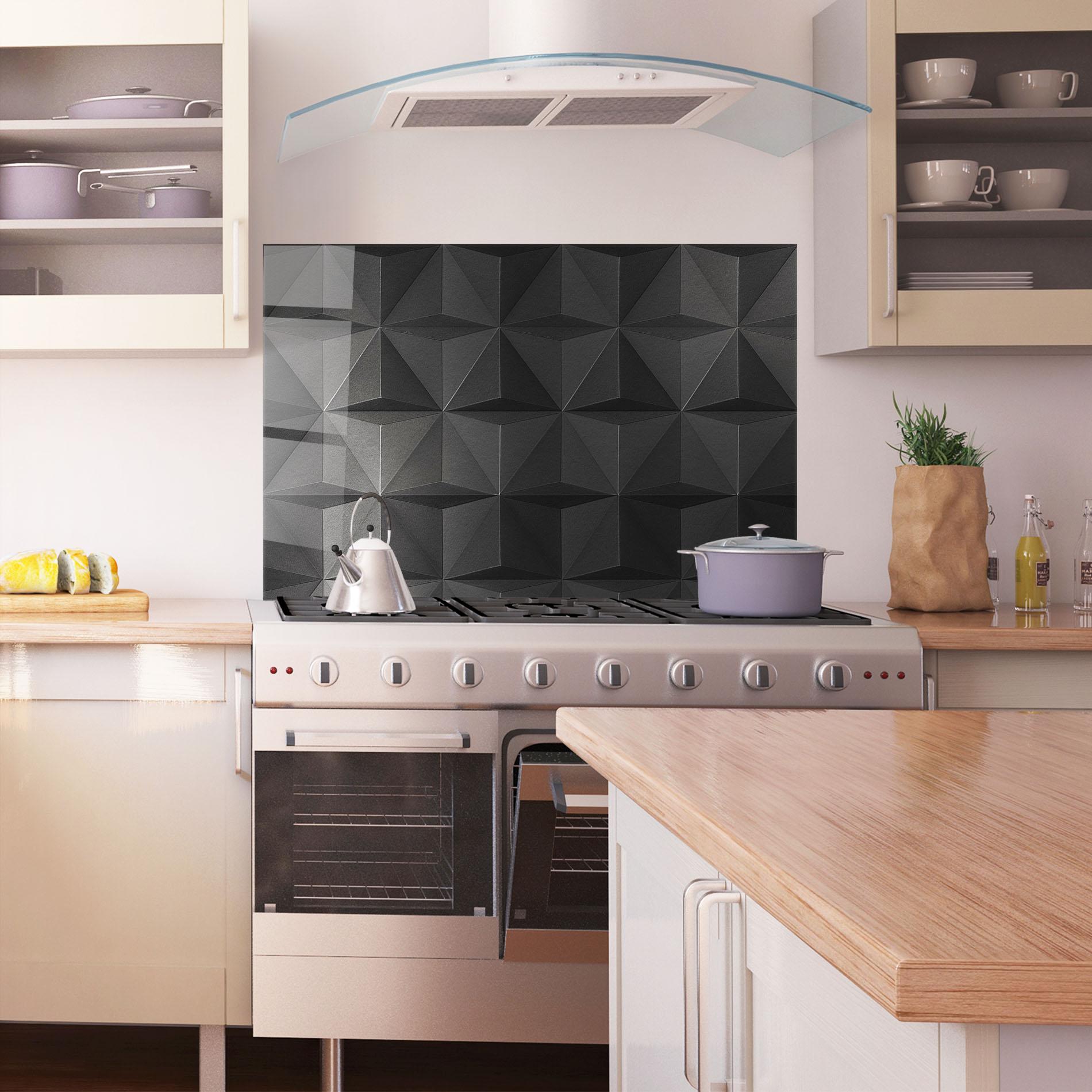 Küchenrückwand Glas Black Shade Triangle mockup 1