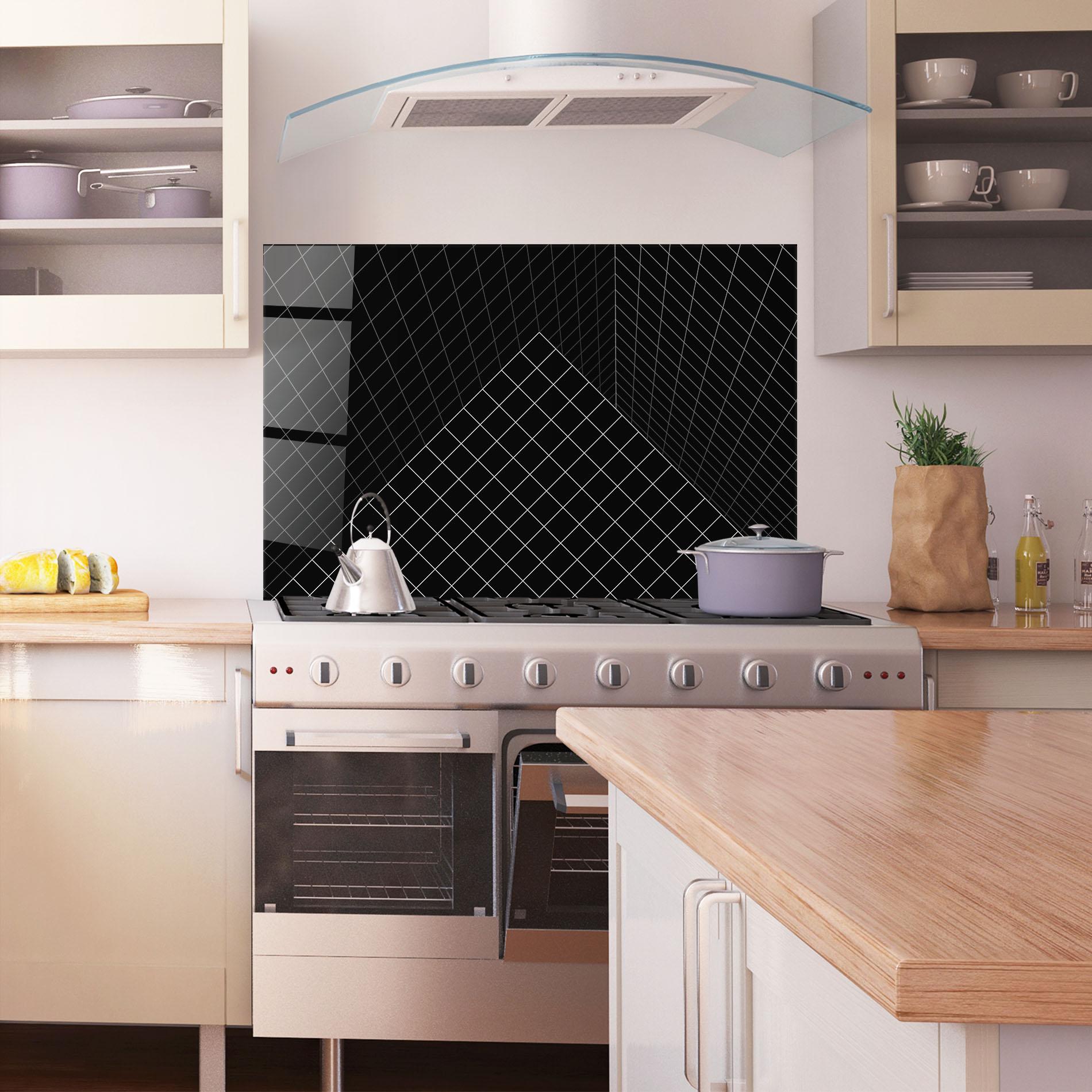 Küchenrückwand Glas Black Square Art mockup 1