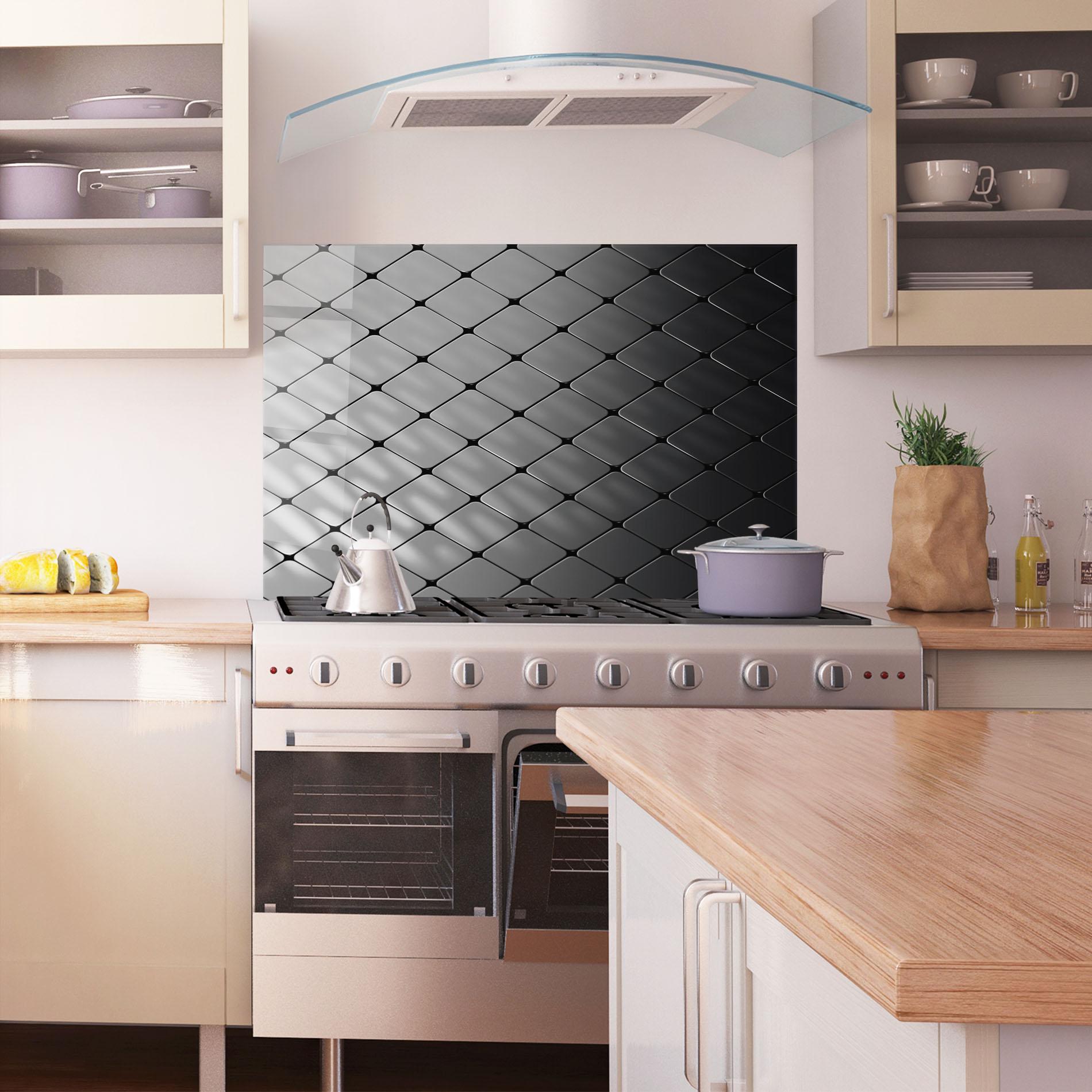 Küchenrückwand Glas Black Square Shapes mockup 1