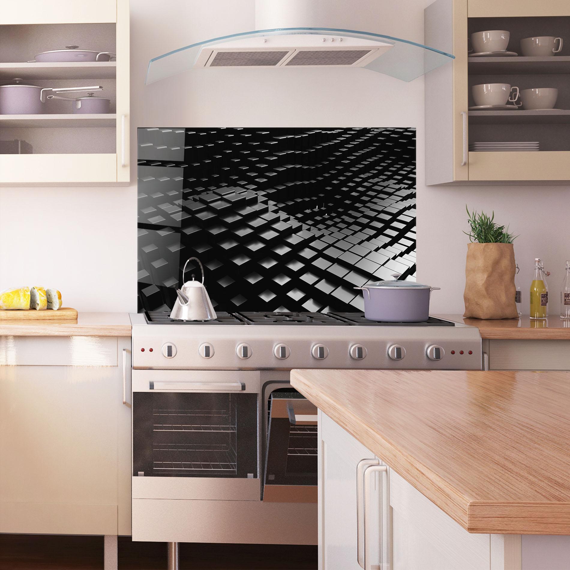 Küchenrückwand Glas Black Square Wave mockup 1