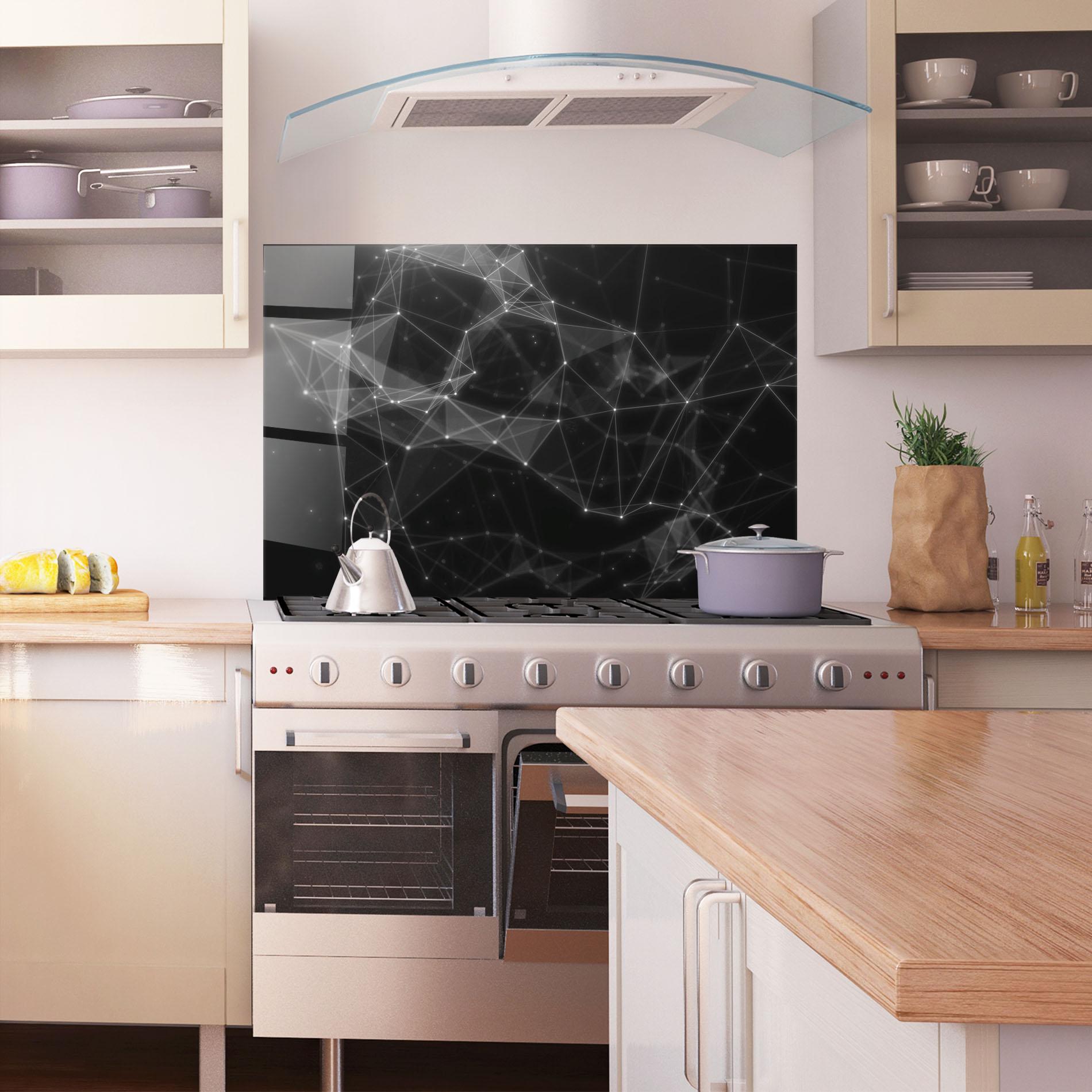 Küchenrückwand Glas Connecting Lines mockup 1