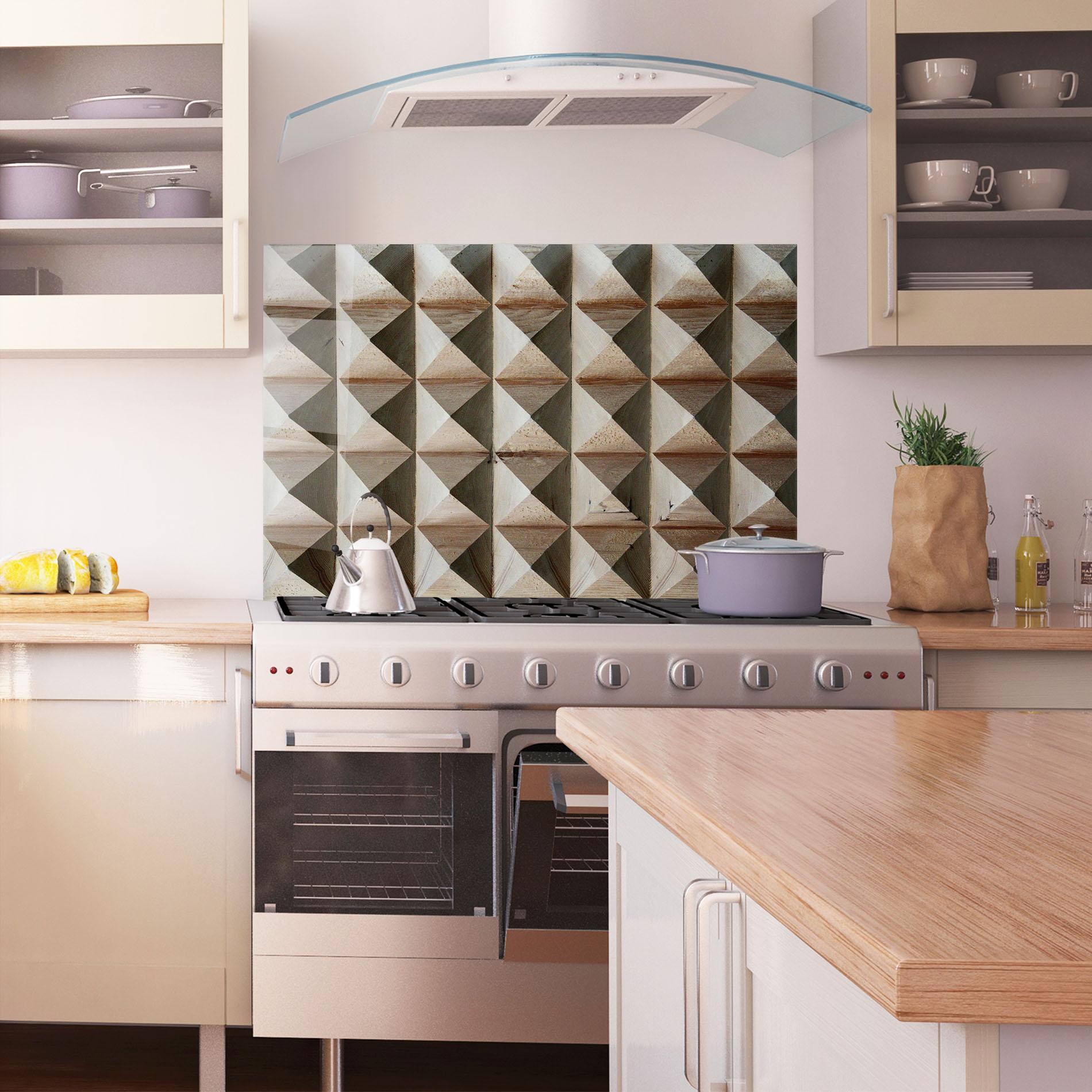 Küchenrückwand Glas Cream Pyramid mockup 1