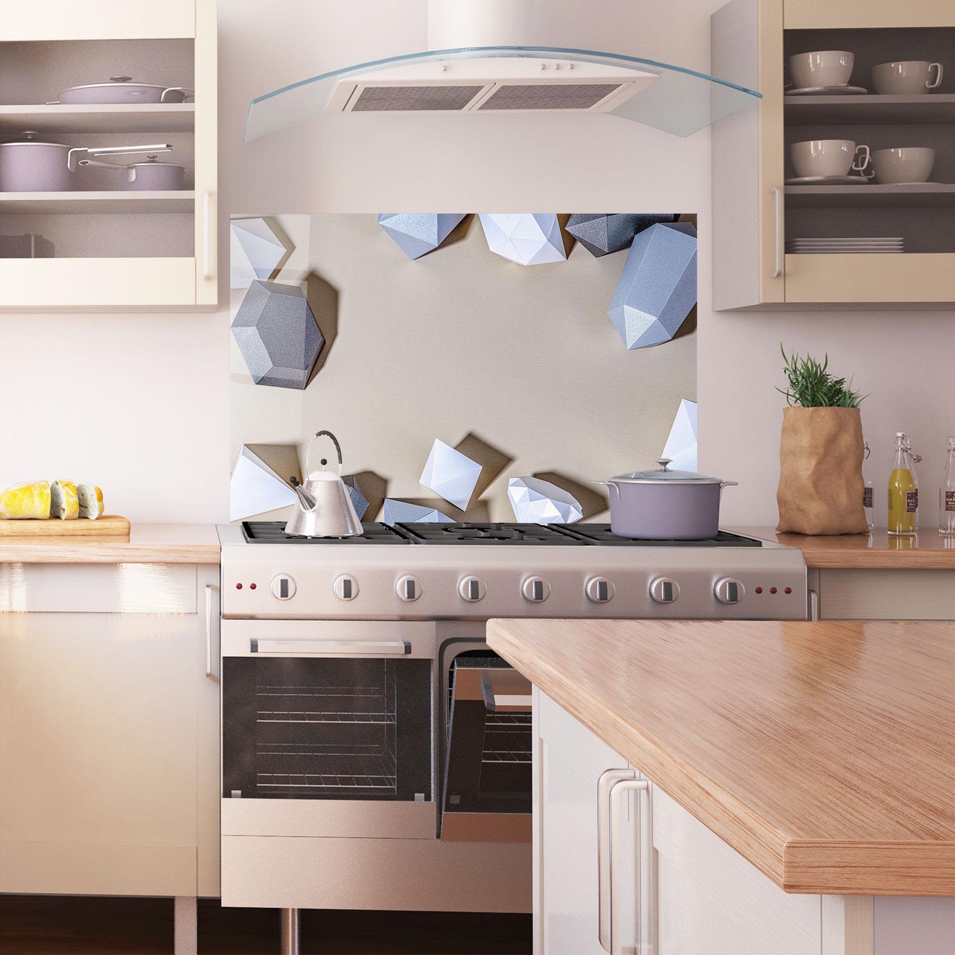 Küchenrückwand Glas Geometric 3d Shapes mockup 1