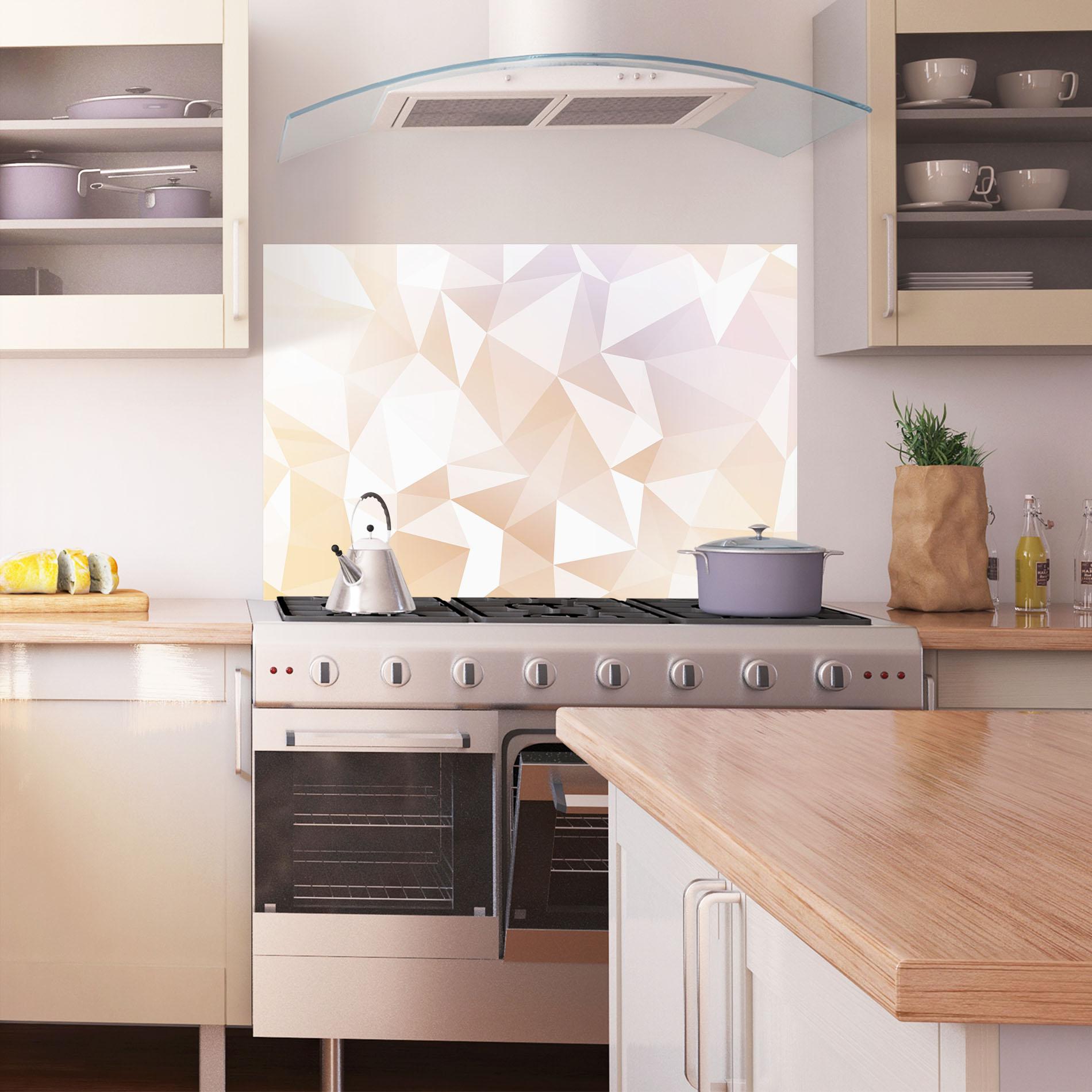 Küchenrückwand Glas Light Pink Triangle mockup 1