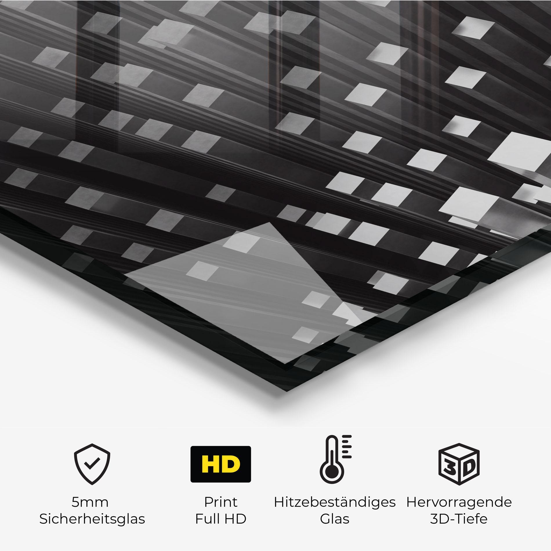Küchenrückwand Glas Black Block Pattern mockup 2