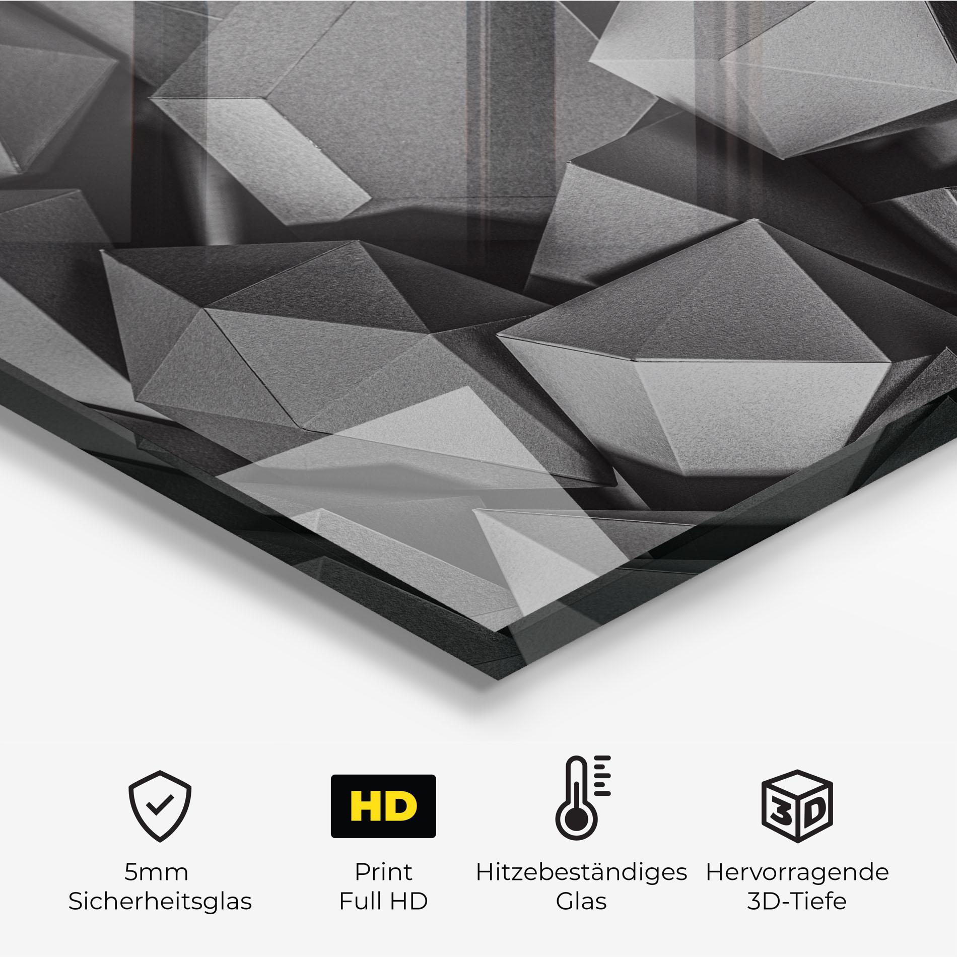 Küchenrückwand Glas Black Geometric Shapes mockup 2