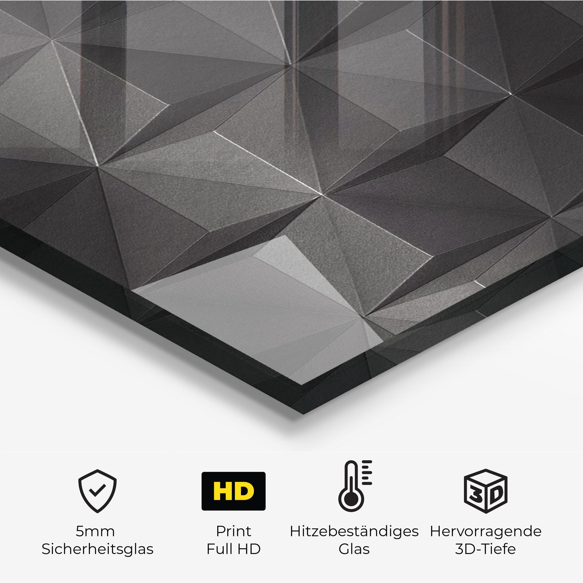 Küchenrückwand Glas Black Shade Triangle mockup 2