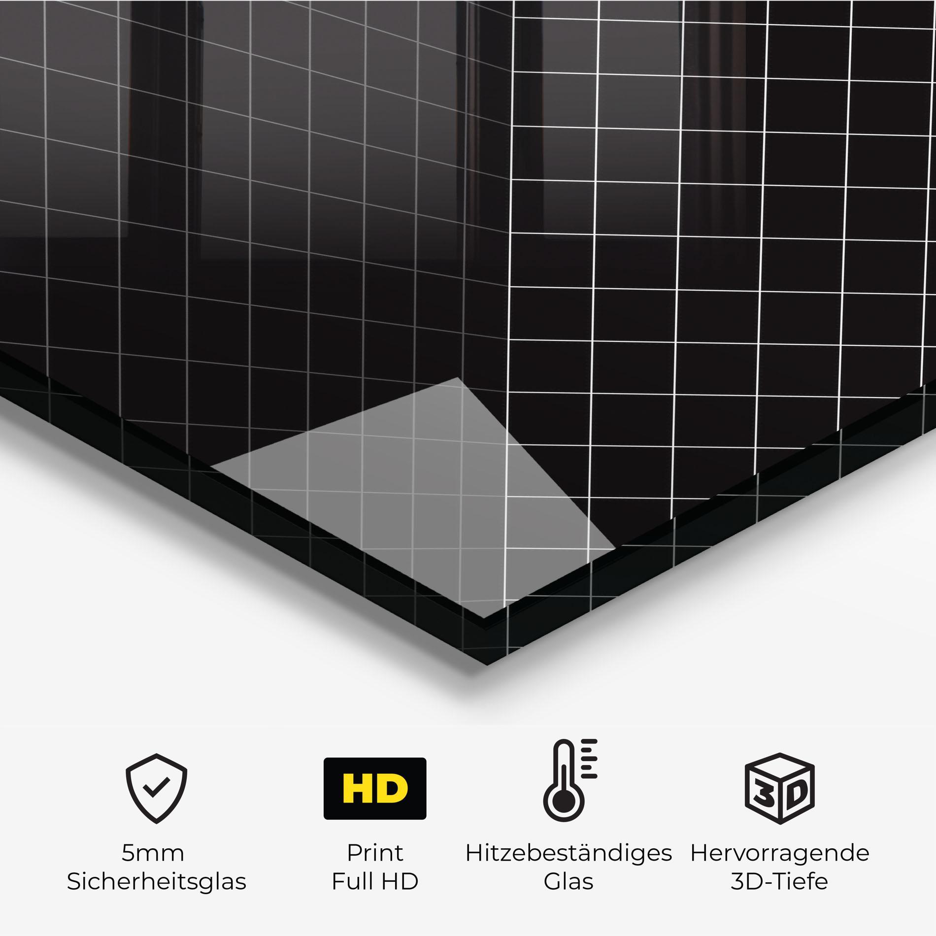 Küchenrückwand Glas Black Square Art mockup 2