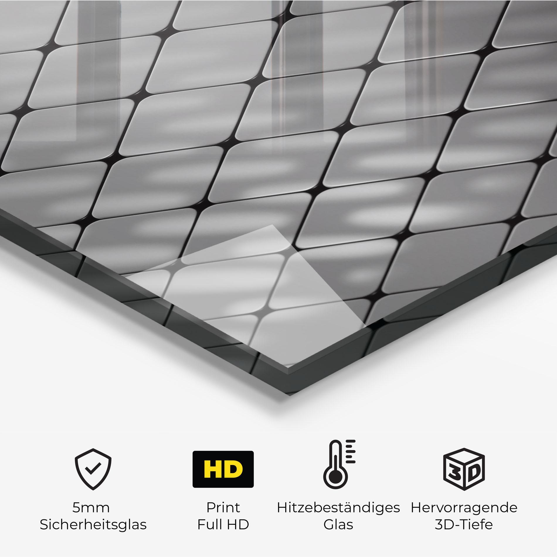 Küchenrückwand Glas Black Square Shapes mockup 2