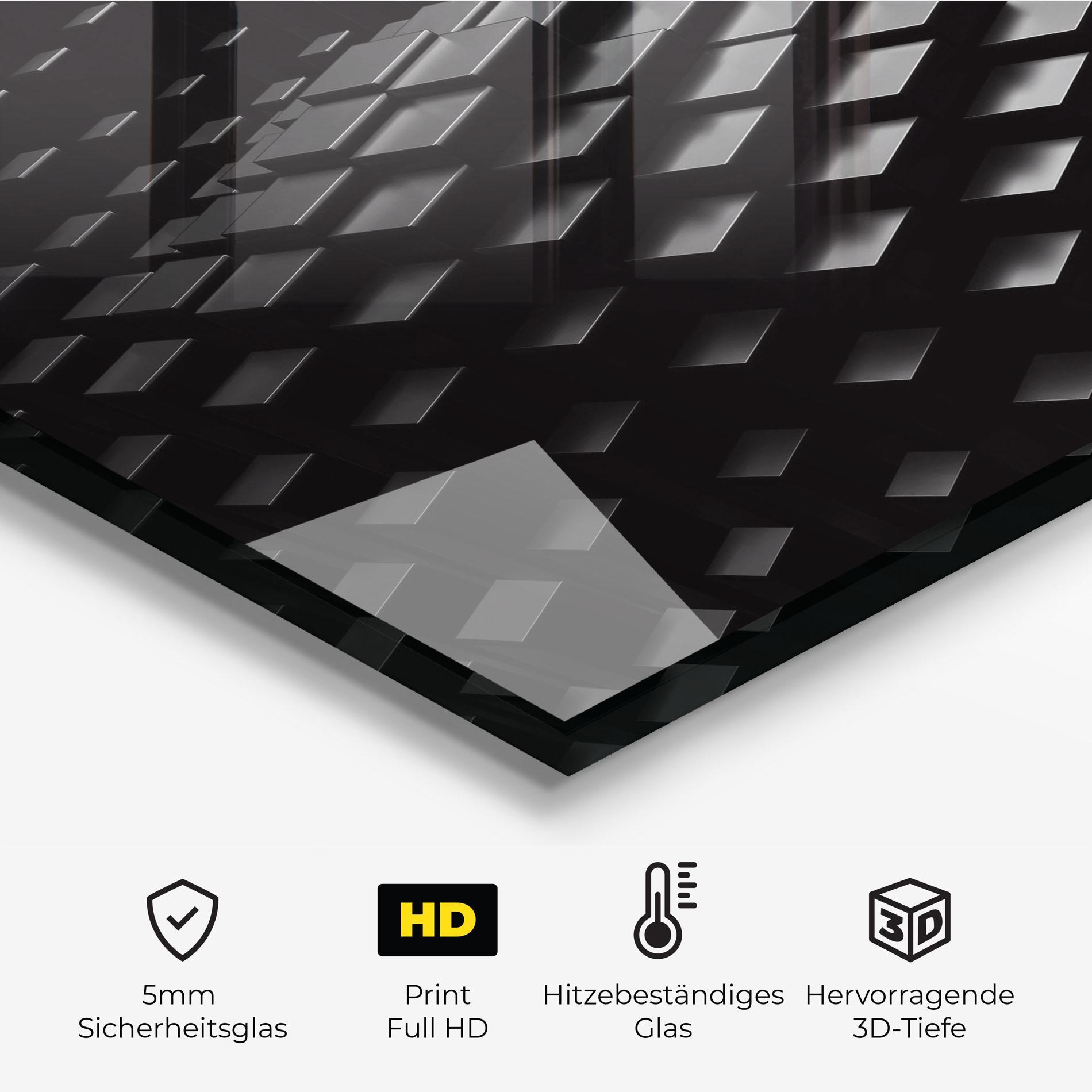 Küchenrückwand Glas Black Square Wave mockup 2