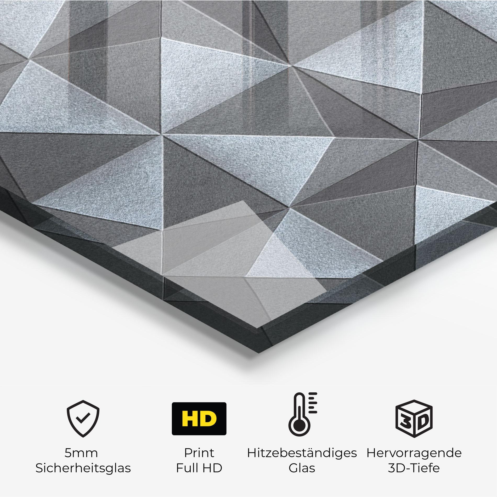 Küchenrückwand Glas Grey Triangle Square mockup 2