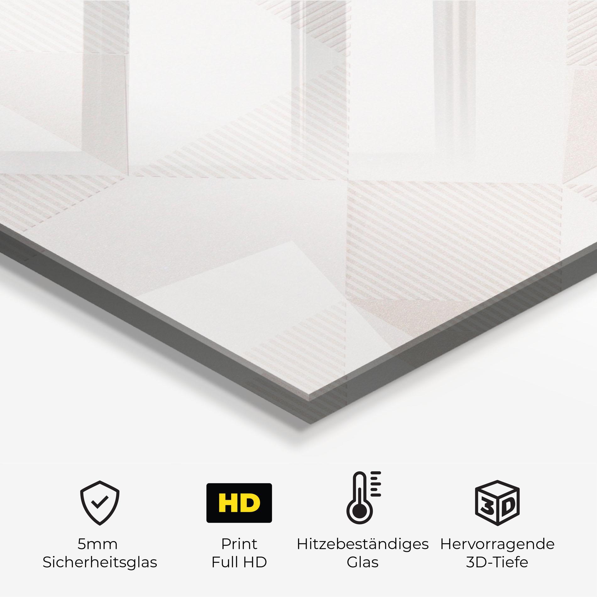 Küchenrückwand Glas Light Cream Rhombus mockup 2