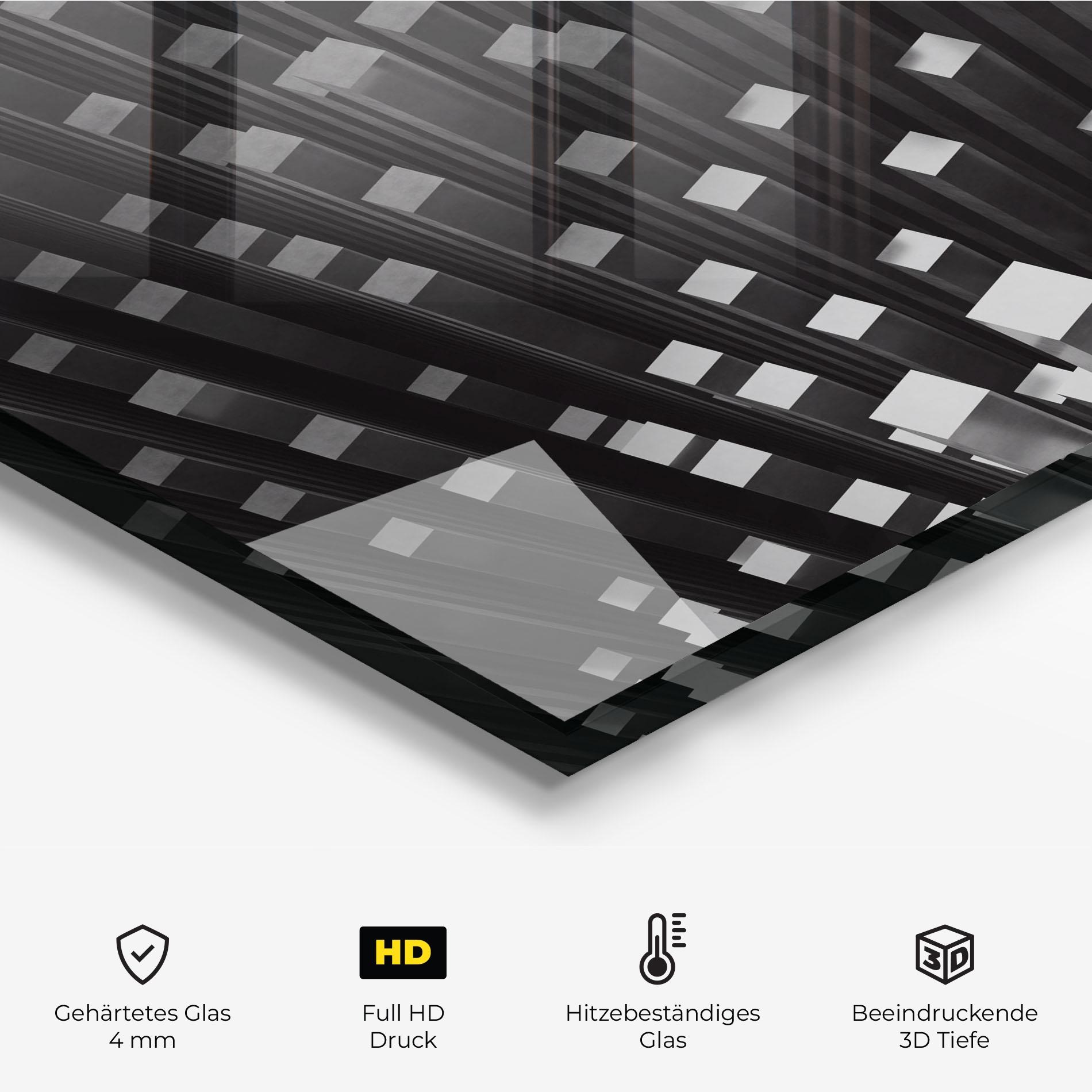 Küchenrückwand Glas Black Block Pattern mockup 2