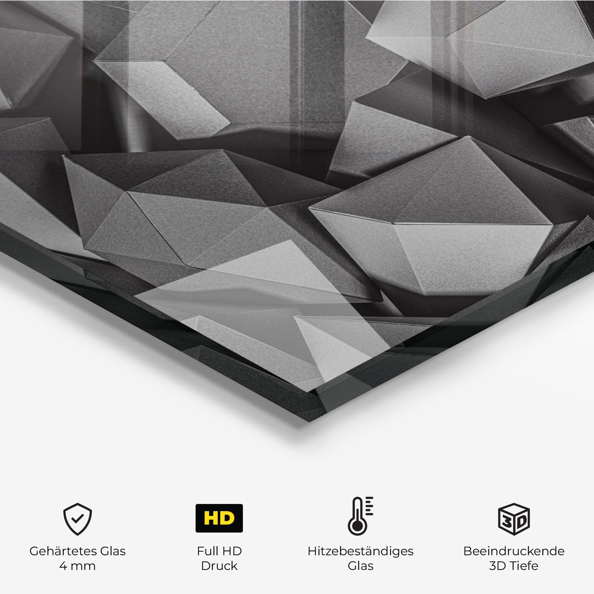 Küchenrückwand Glas Black Geometric Shapes mockup 2