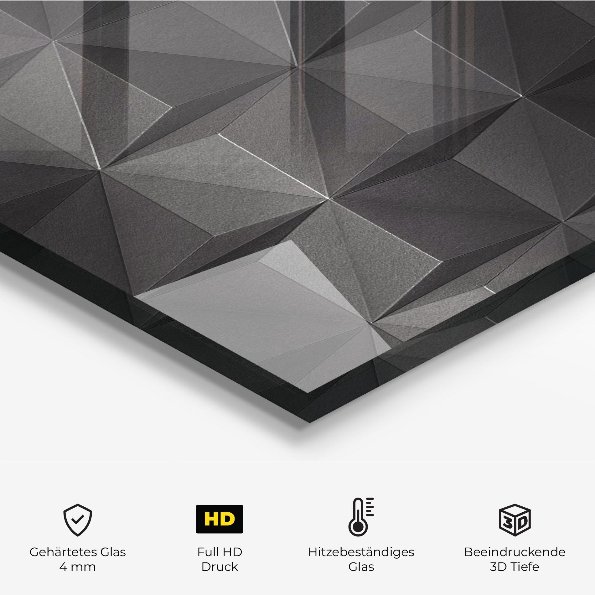 Küchenrückwand Glas Black Shade Triangle mockup 2