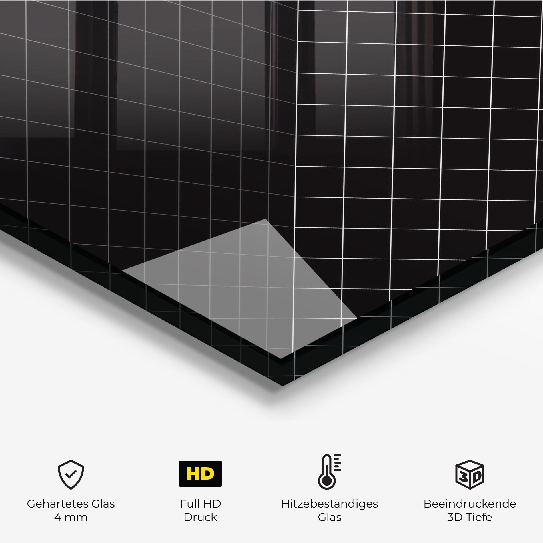 Küchenrückwand Glas Black Square Art mockup 2