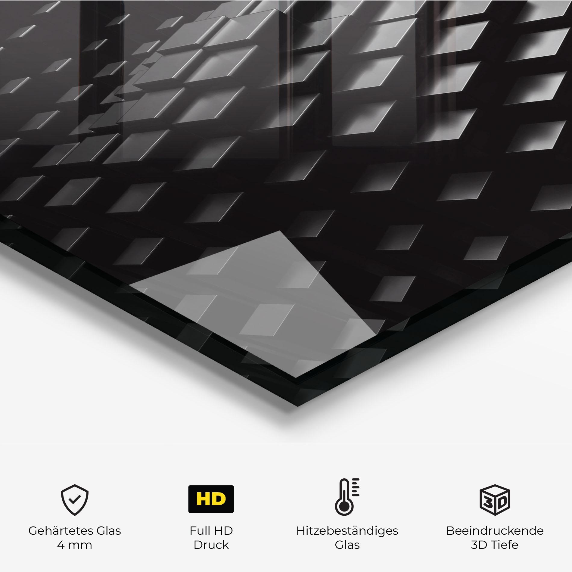 Küchenrückwand Glas Black Square Wave mockup 2