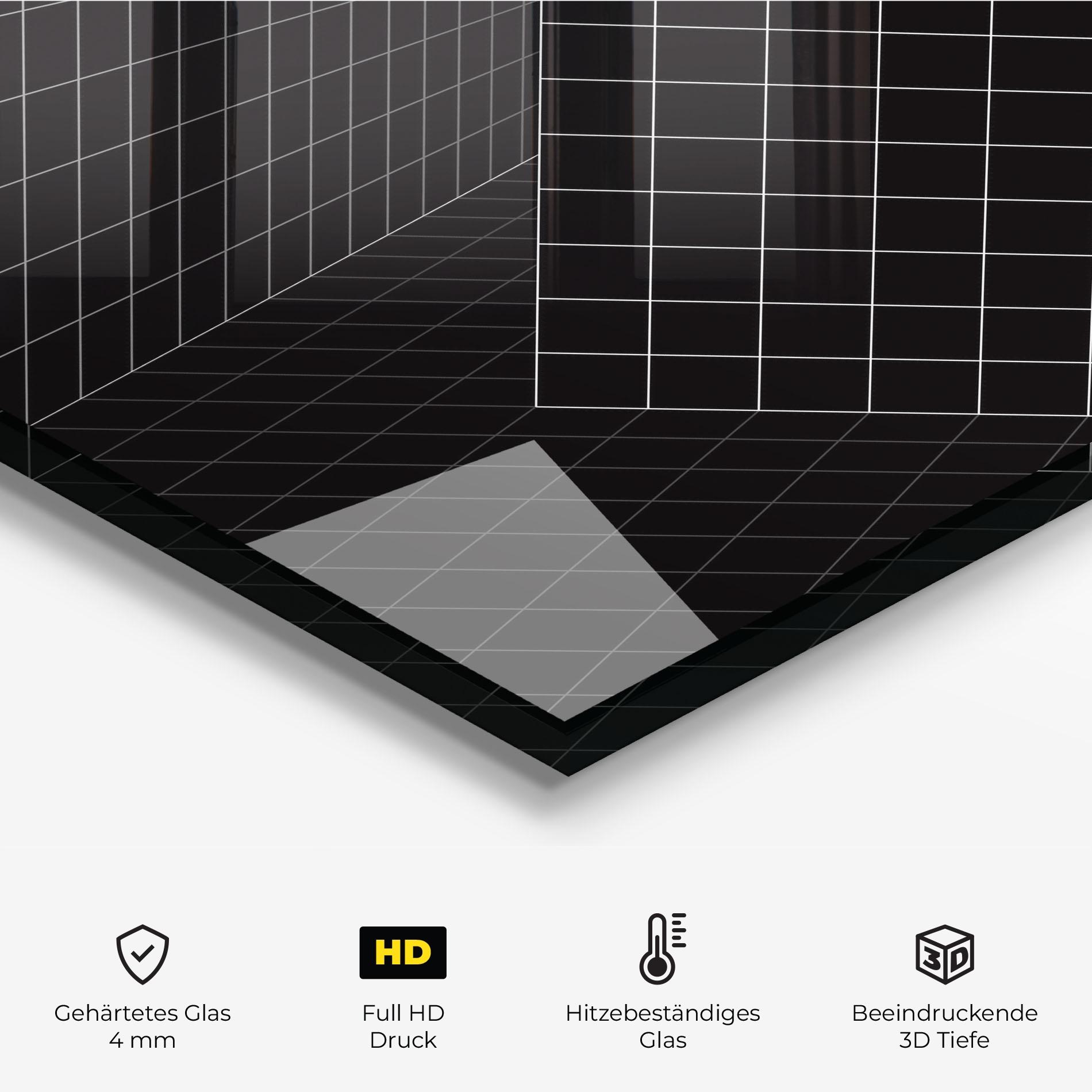 Küchenrückwand Glas Black Square mockup 2