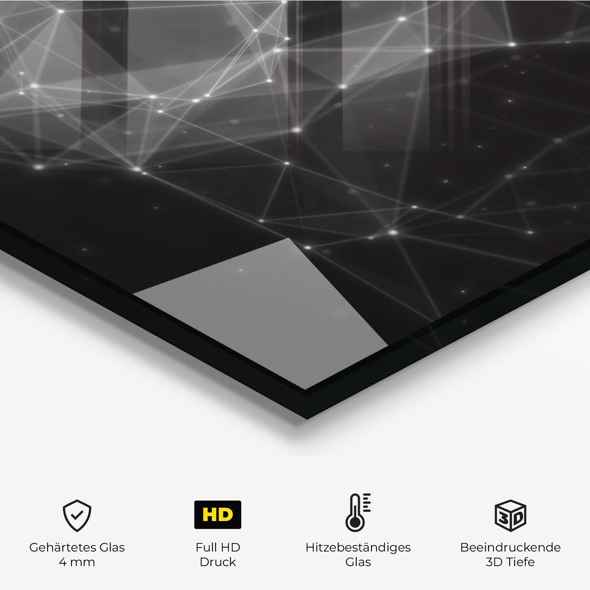 Küchenrückwand Glas Connecting Lines mockup 2