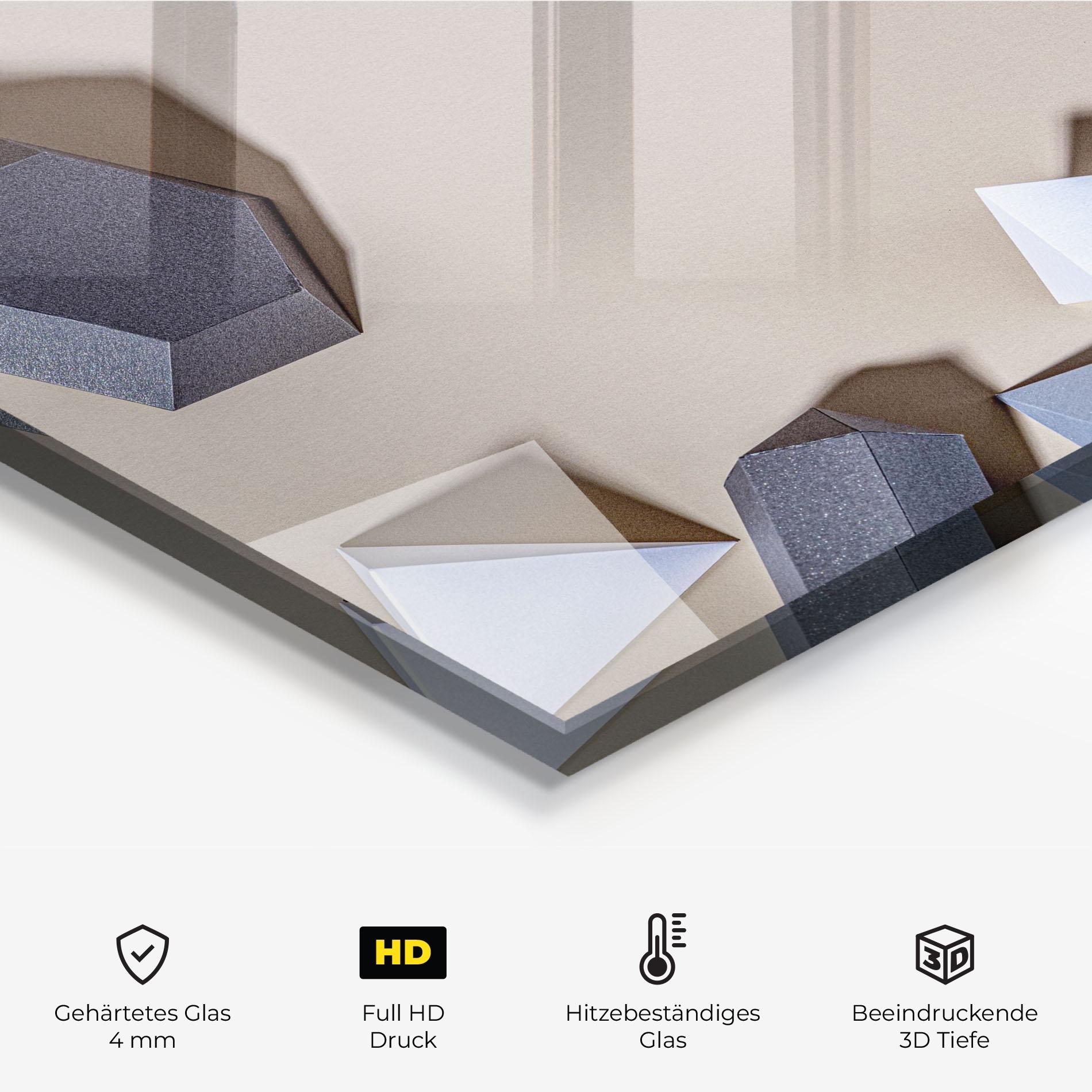 Küchenrückwand Glas Geometric 3d Shapes mockup 2