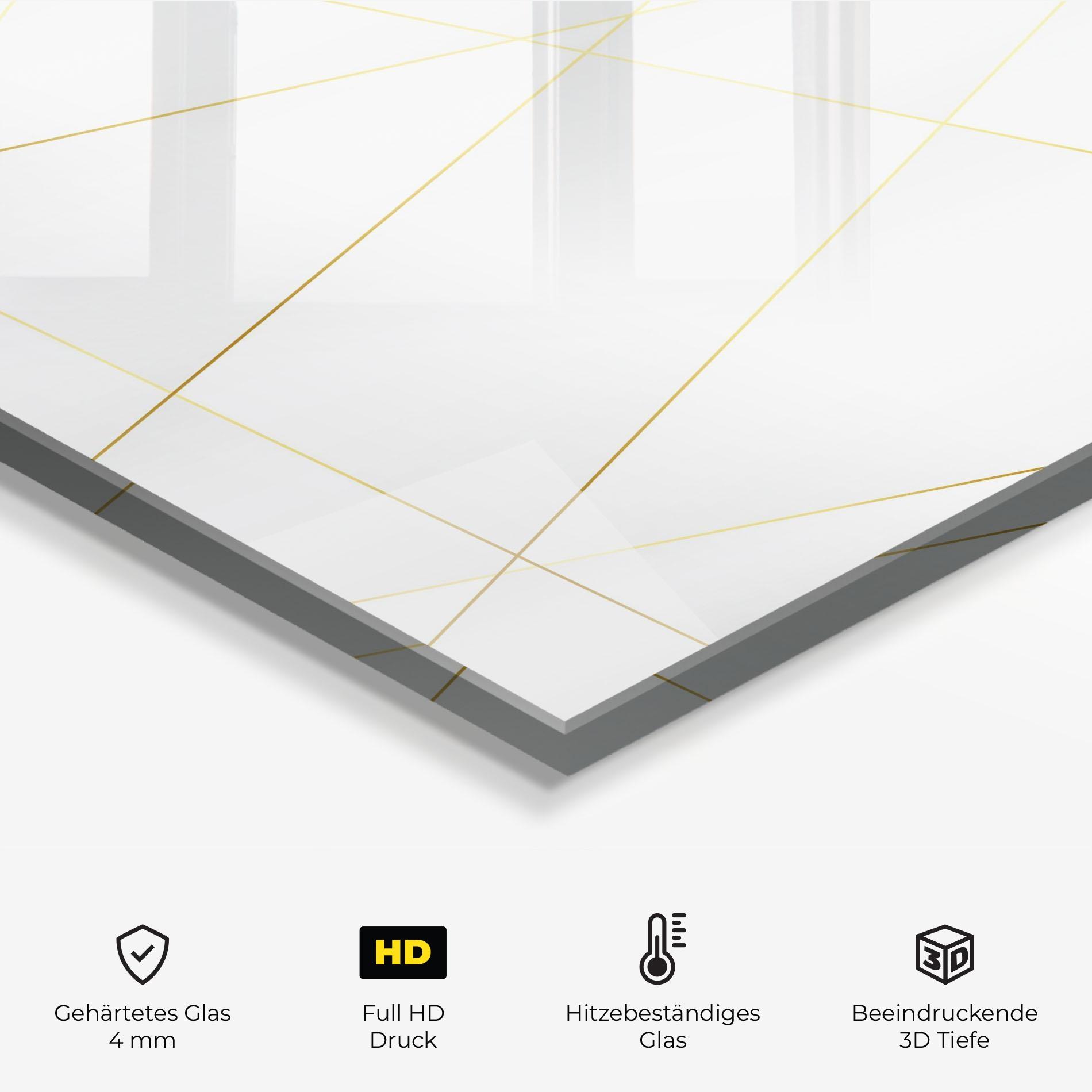 Küchenrückwand Glas Golden Line White mockup 2