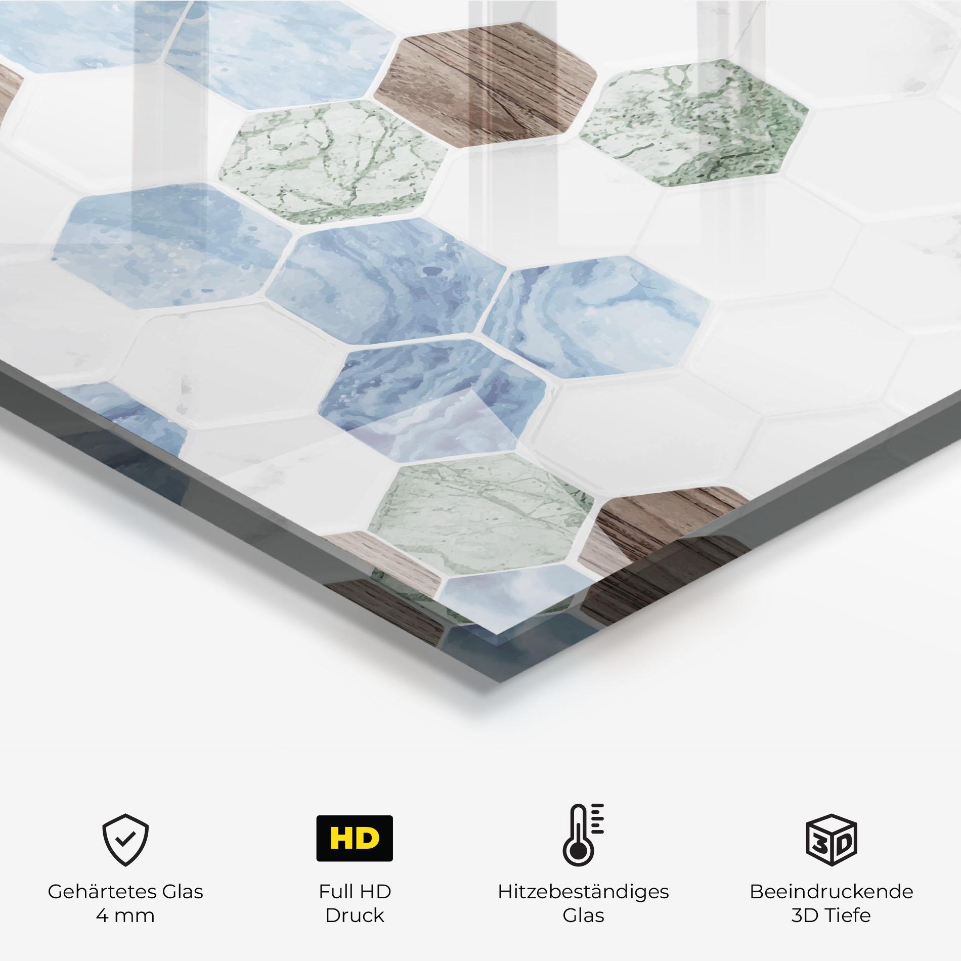 Küchenrückwand Glas Hexagon Pattern mockup 2