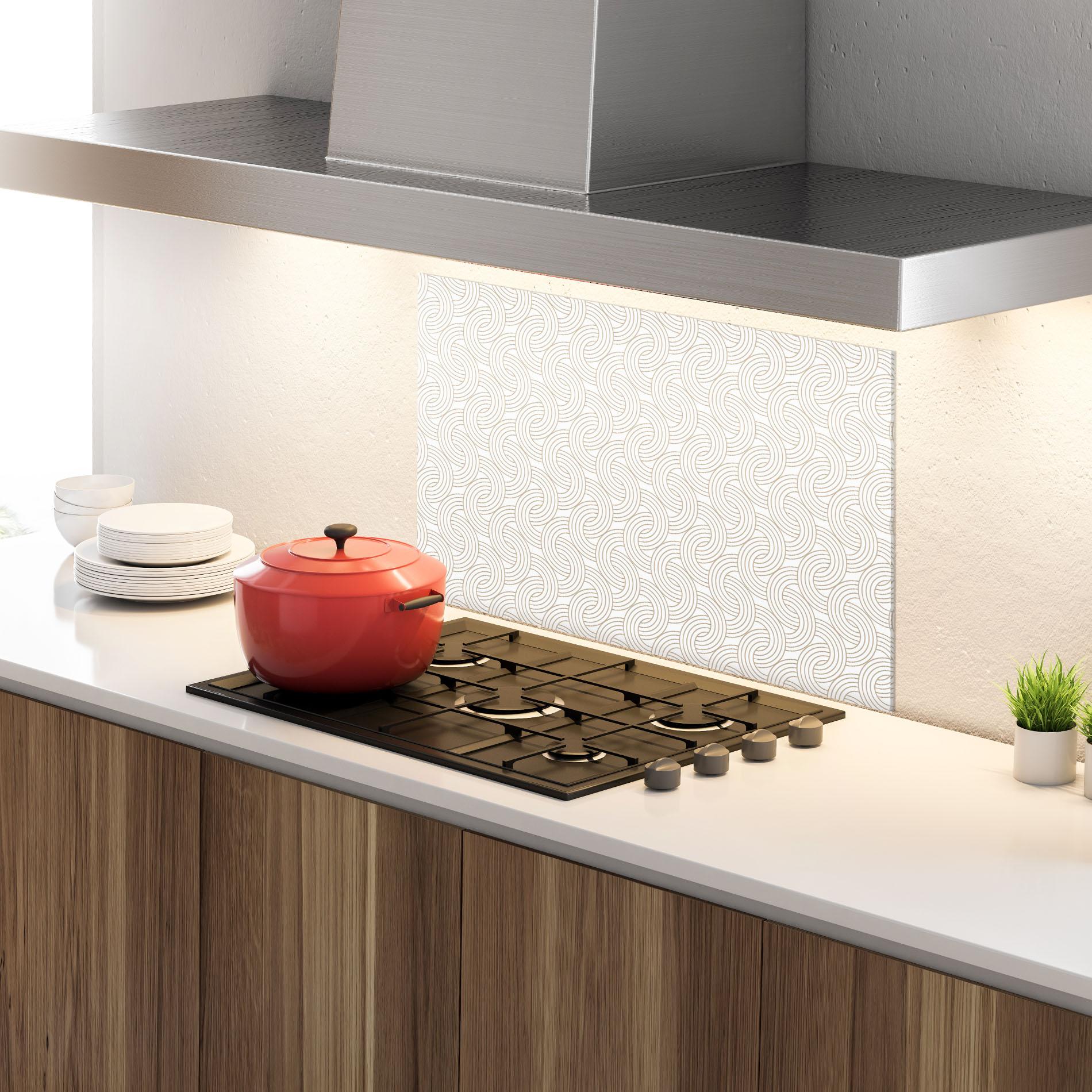 Küchenrückwand Glas Cream Lines mockup 4