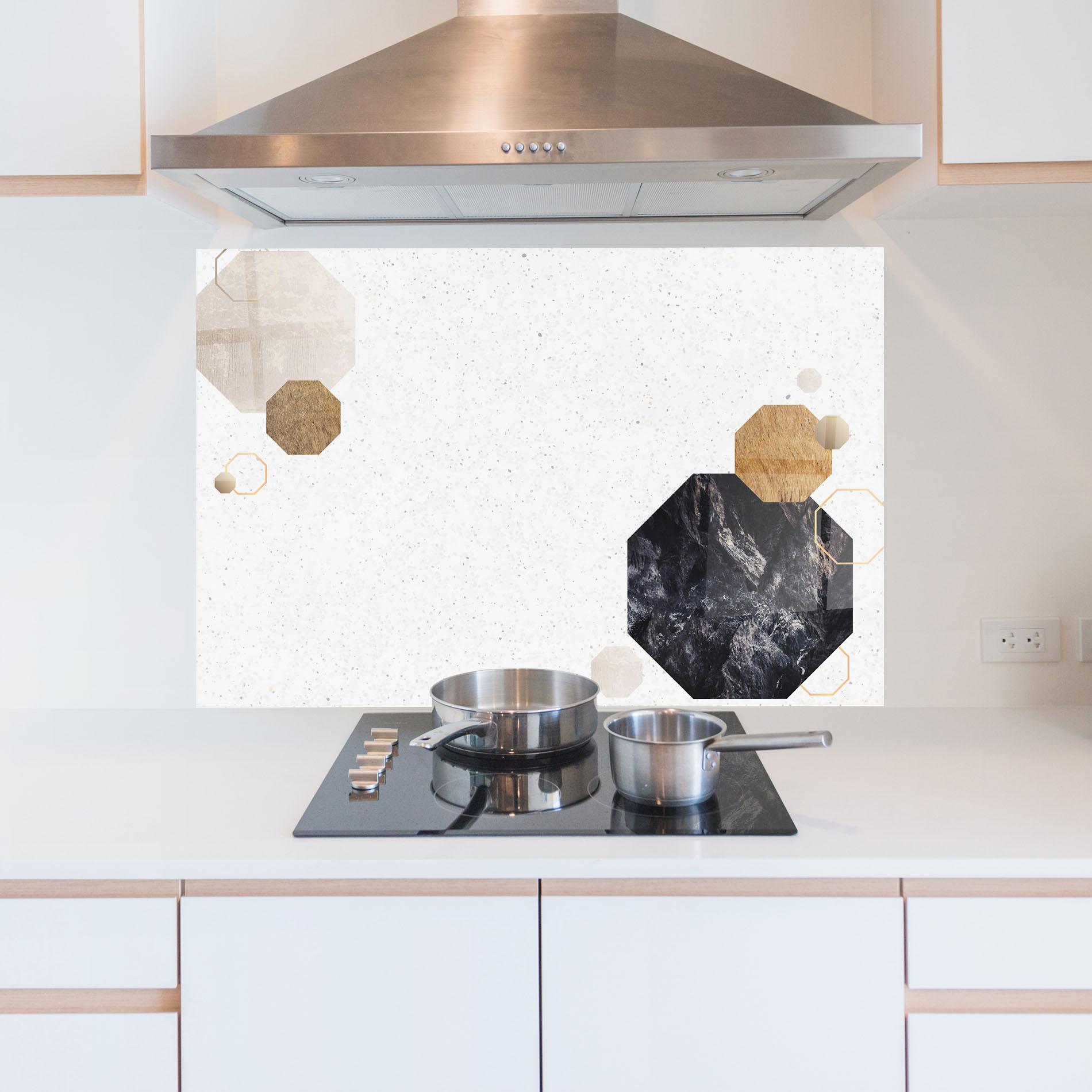 Küchenrückwand Glas Big Hexagon mockup 5